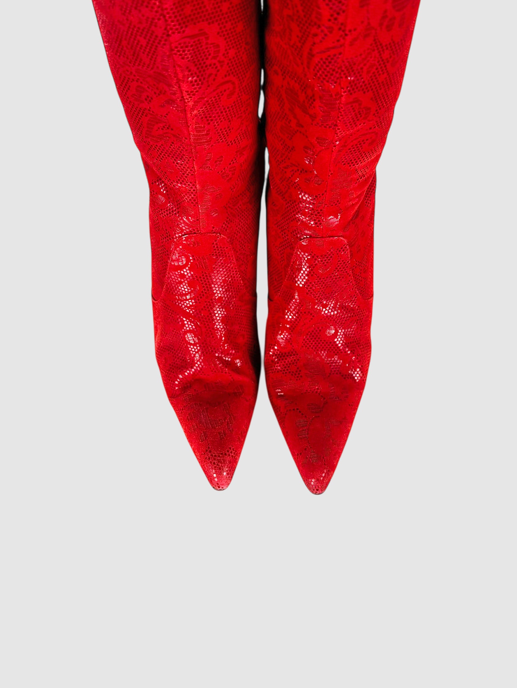 Paisley Pointed Tall Wedge Boots - Size 8.5