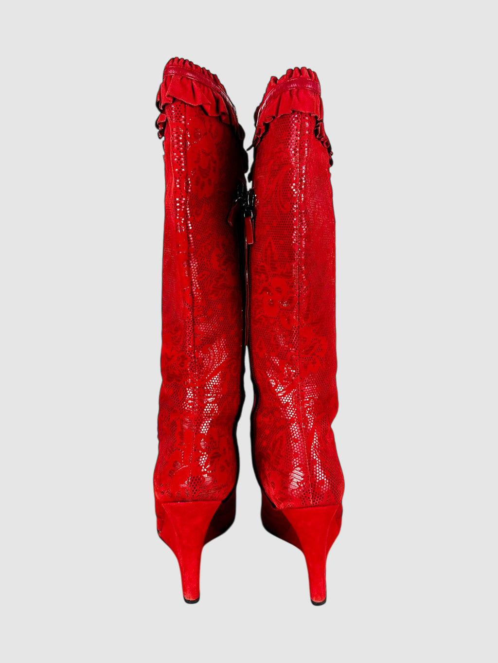 Paisley Pointed Tall Wedge Boots - Size 8.5