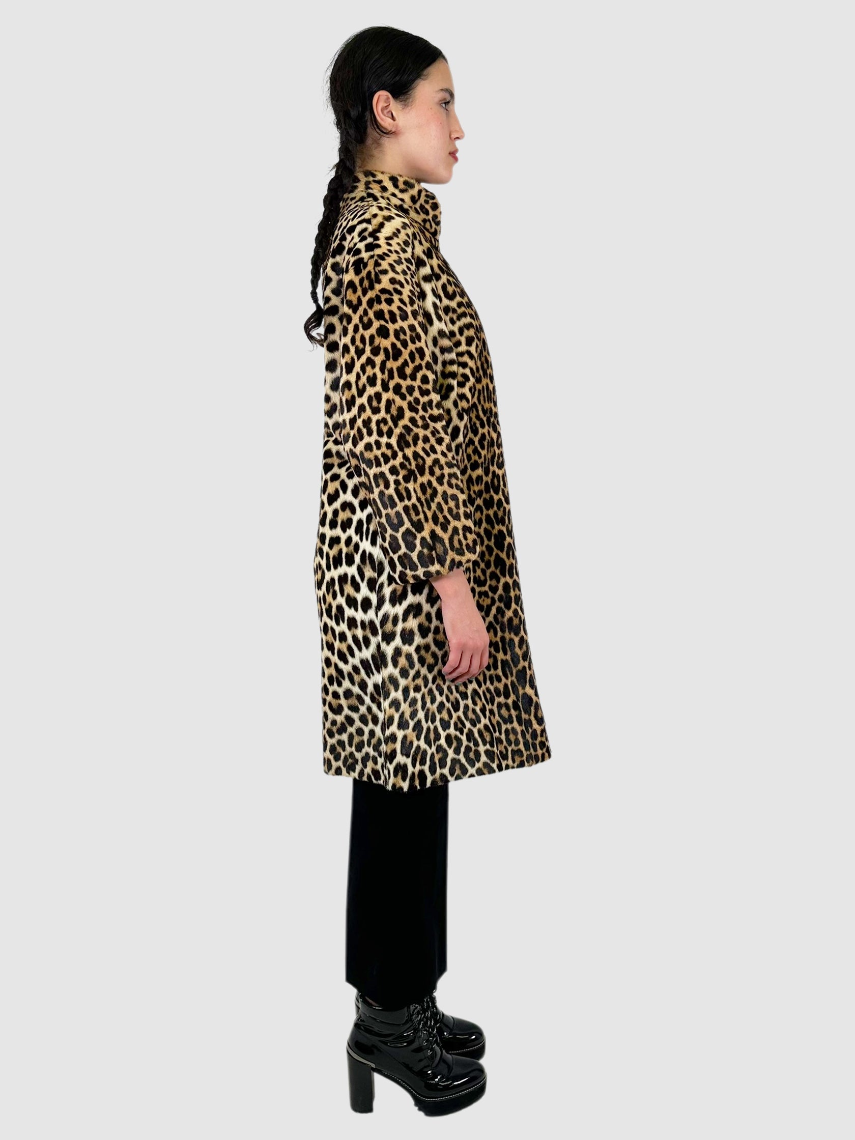 Leopard Mock Neck Coat - Size S