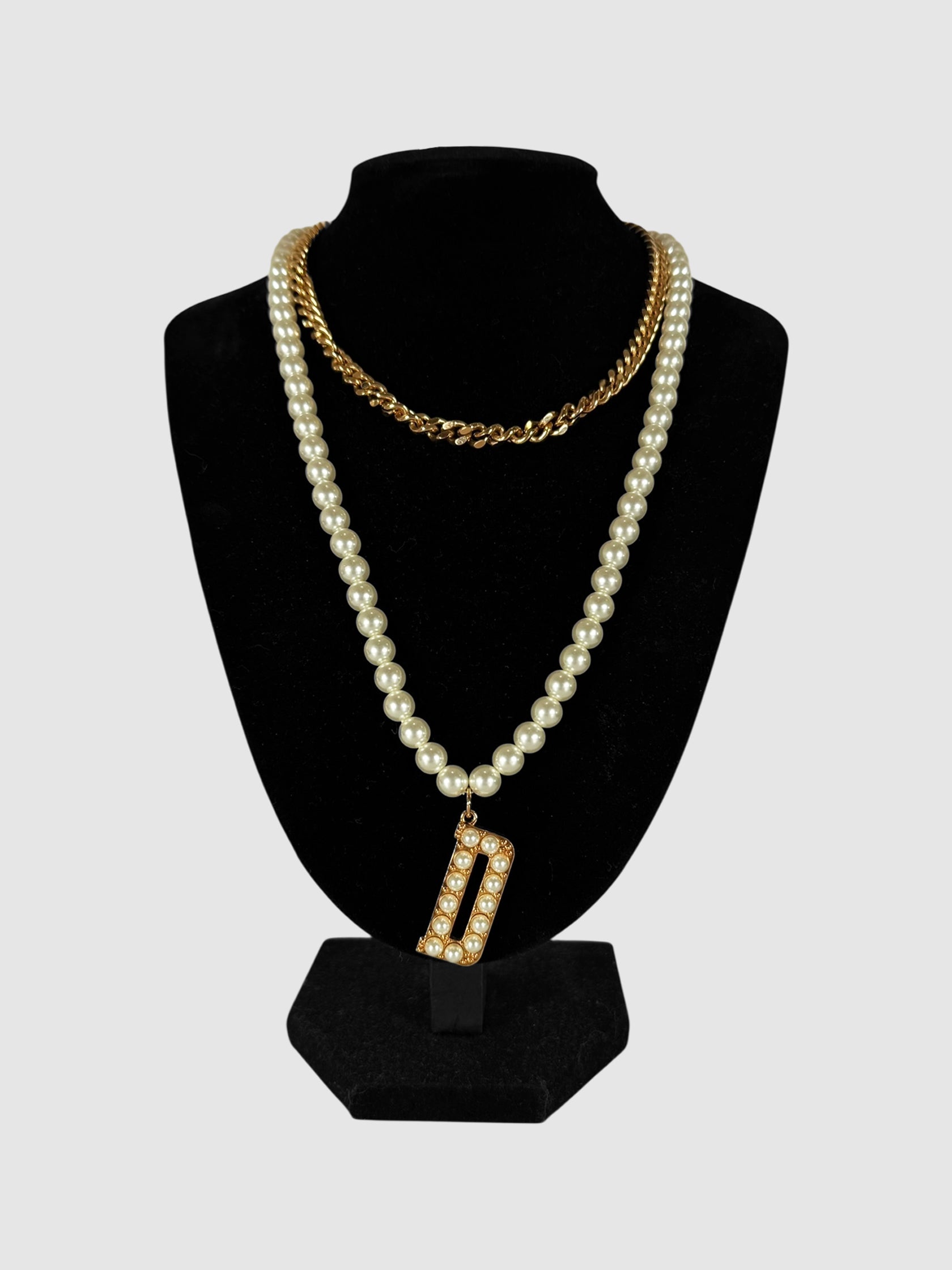 Pearl Chain D Necklace
