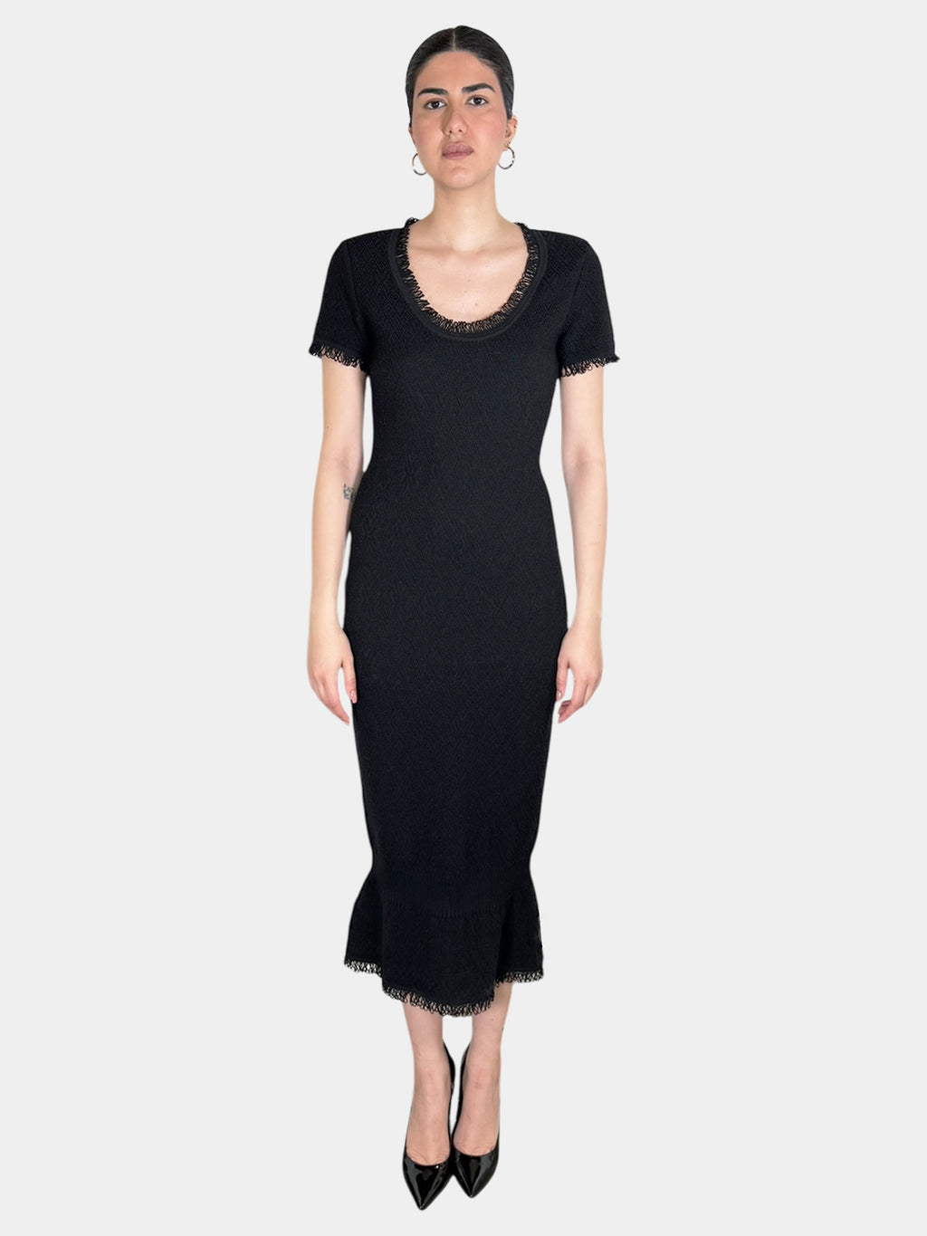 Tweed Wool Trumpet Dress