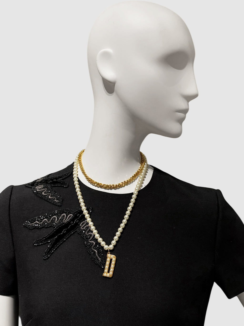 Pearl Chain D Necklace