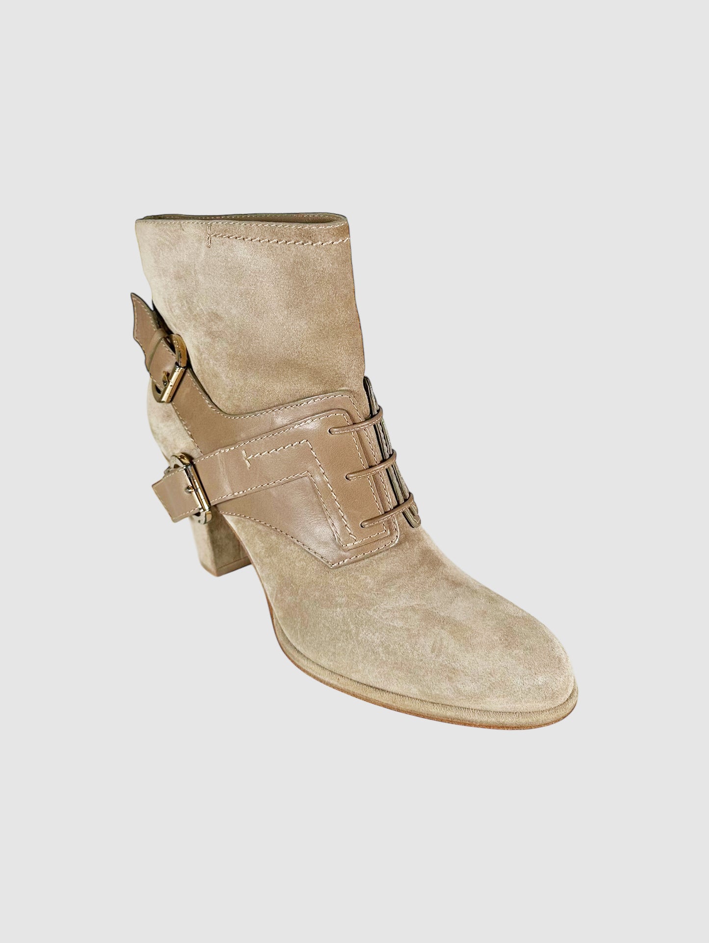 Dual Buckle Heeled Booties - Size 40