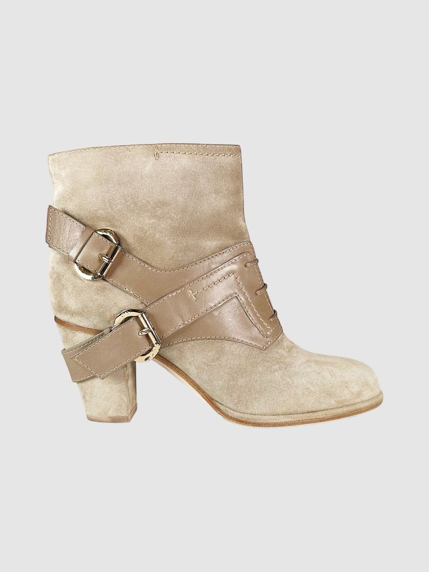 Dual Buckle Heeled Booties - Size 40