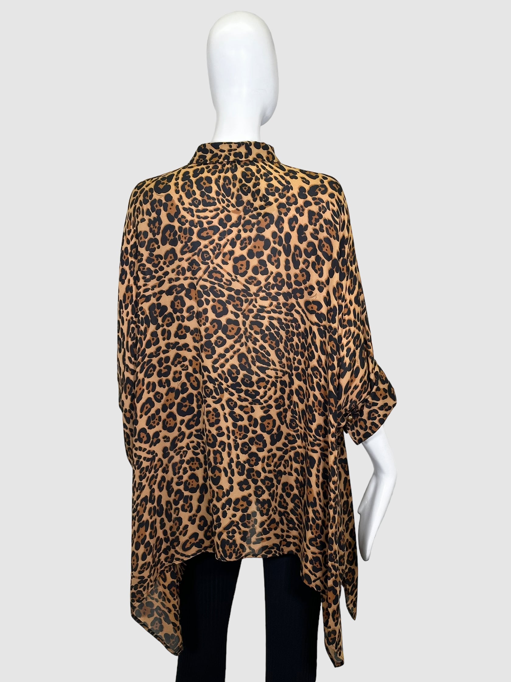 Leopard Print Asymmetrical Top - Size 46