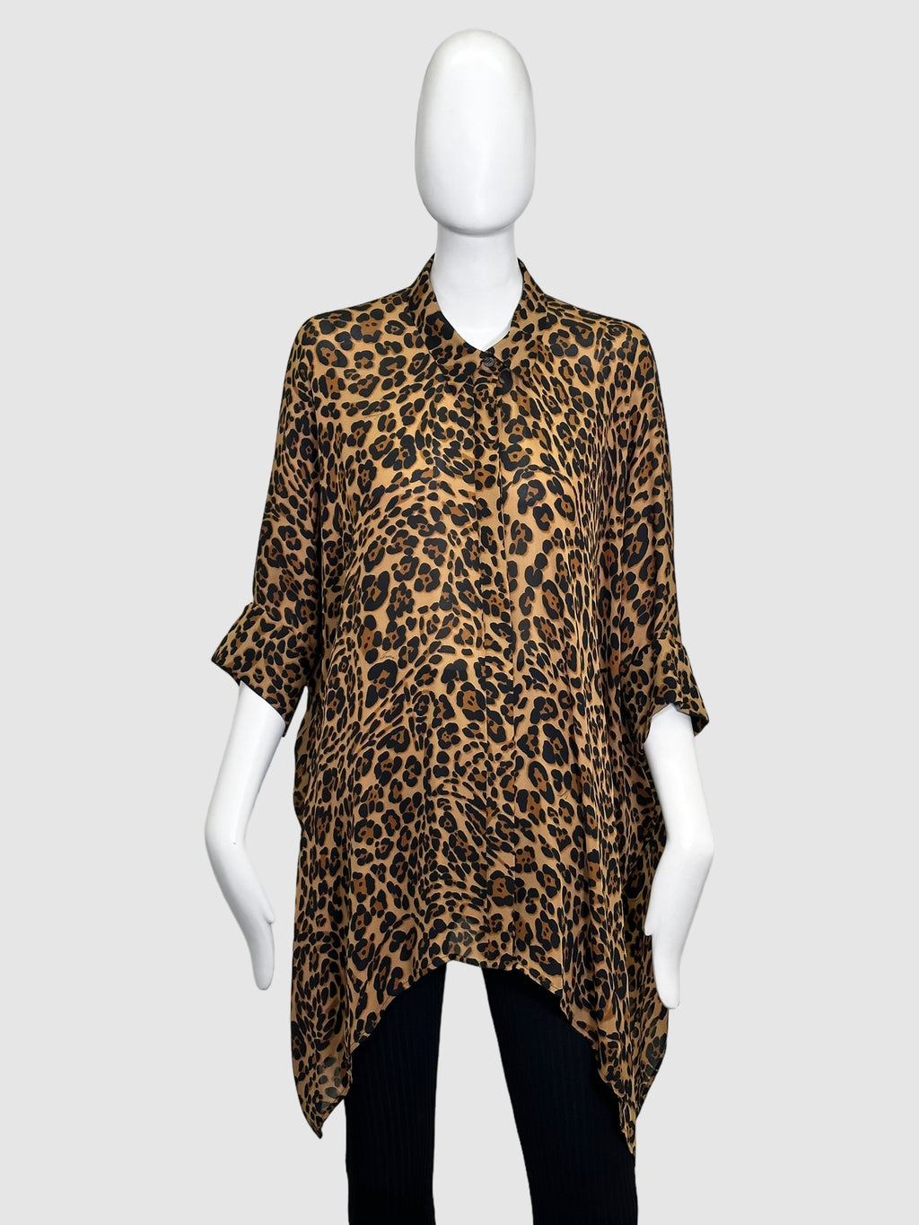 Leopard Print Asymmetrical Top - Size 46