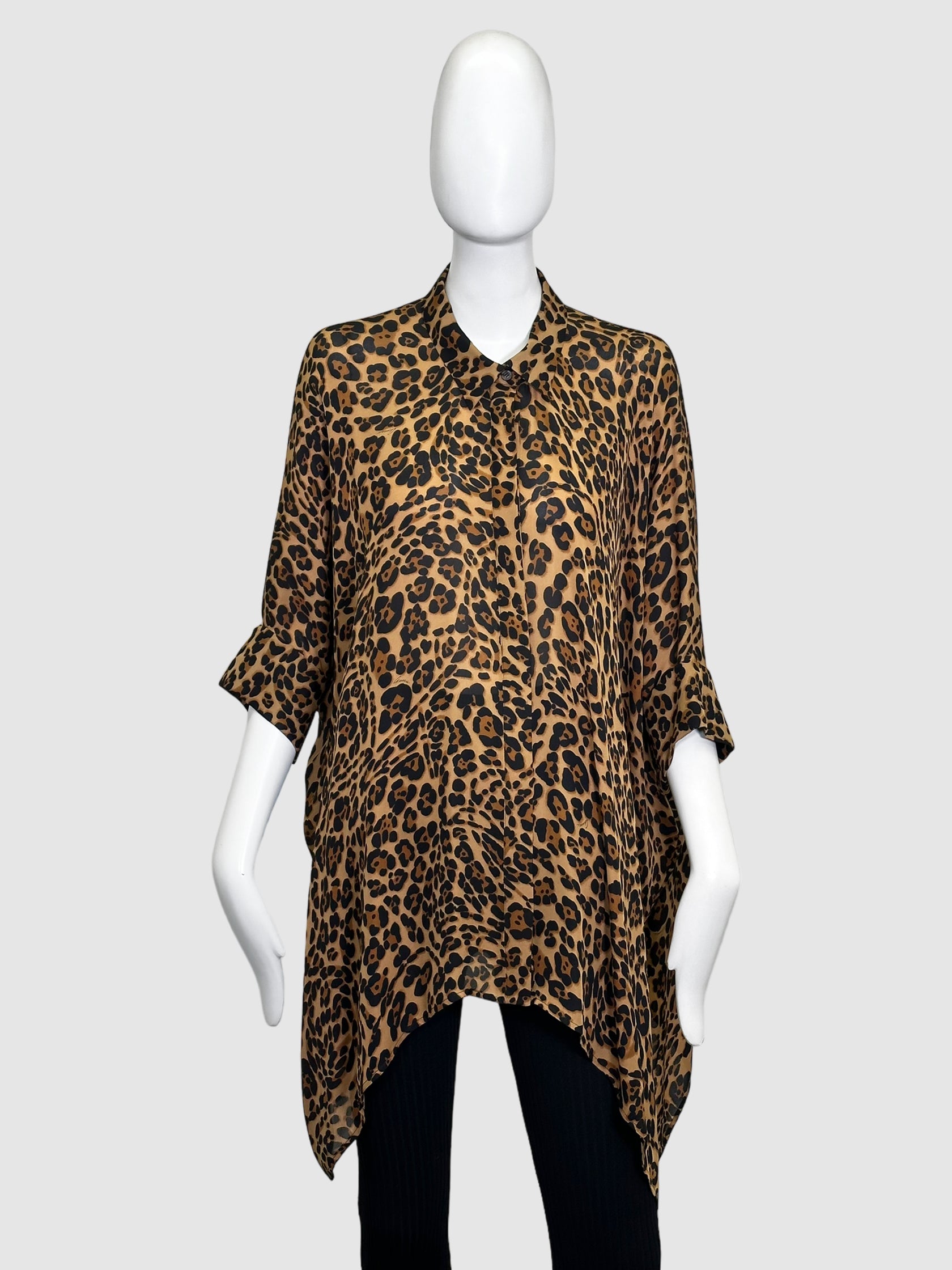 Leopard Print Asymmetrical Top - Size 46