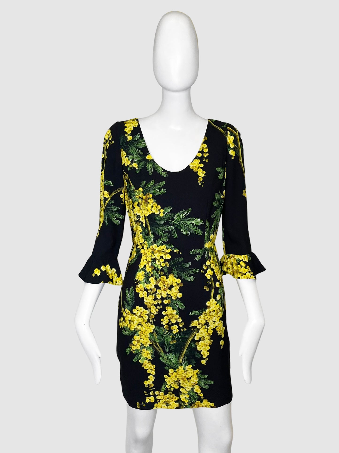 Floral Three-Quarter Sleeve Dress - Size 42
