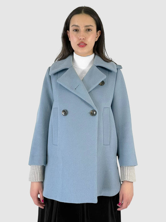 Wool Double-Breasted Collared Coat - Size 2