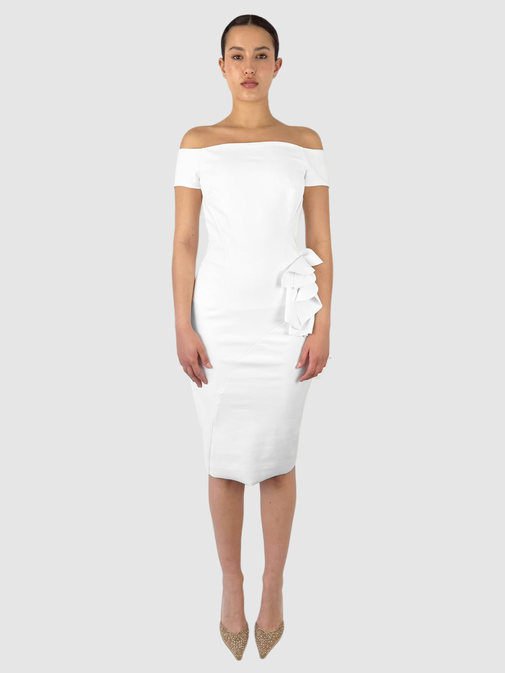 Side Ruffle Midi Dress