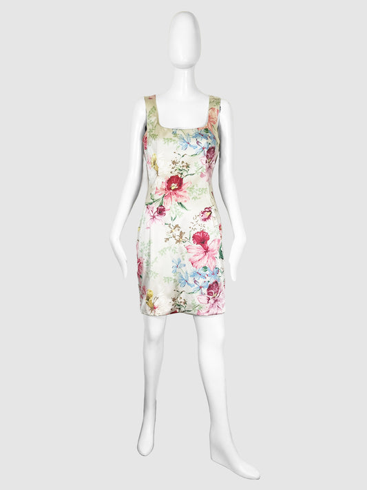 Floral Print Silk Dress - Size 44