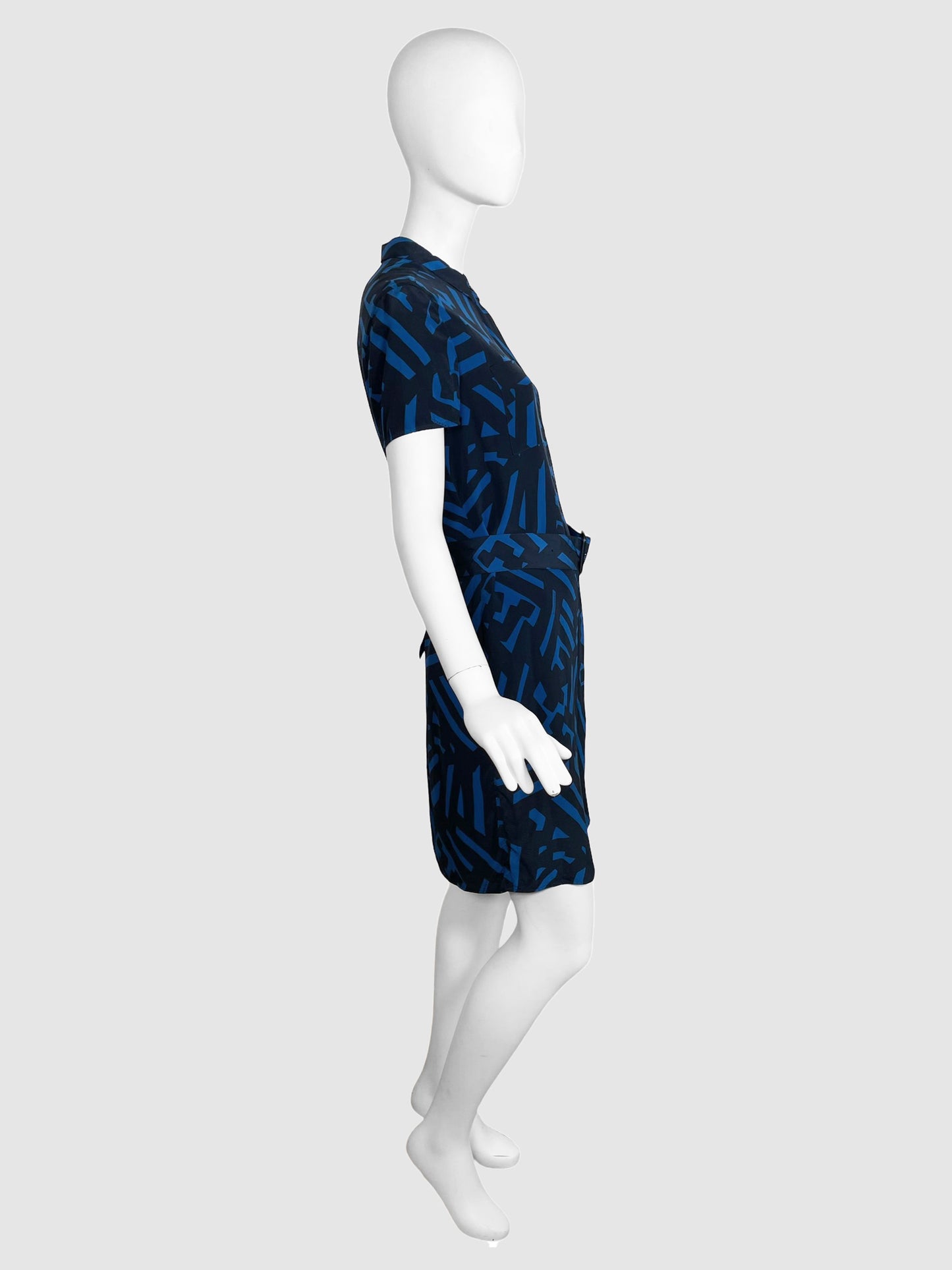 Geometric Patterned Dress with Belt - Size 4