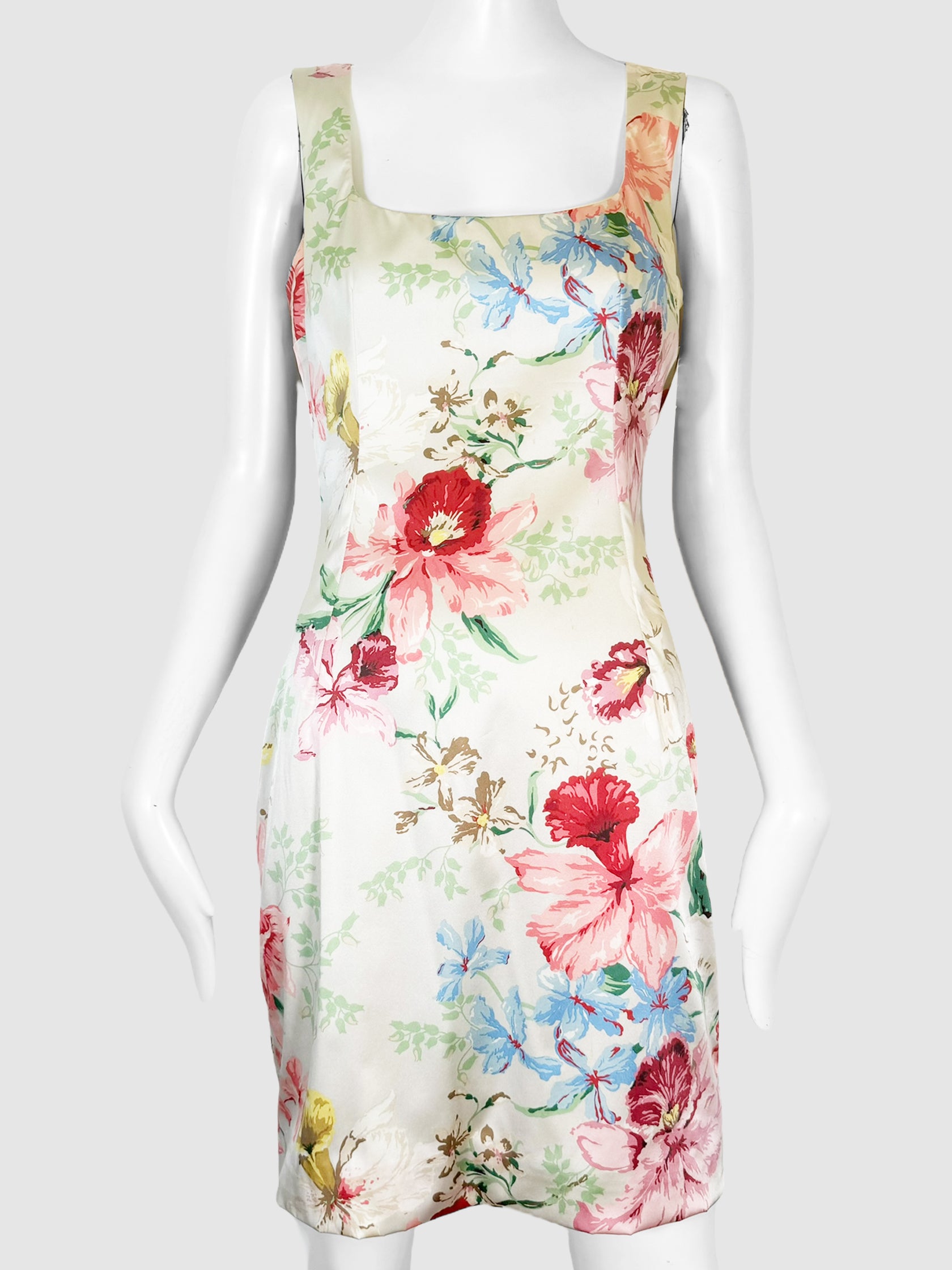 Floral Print Silk Dress - Size 44