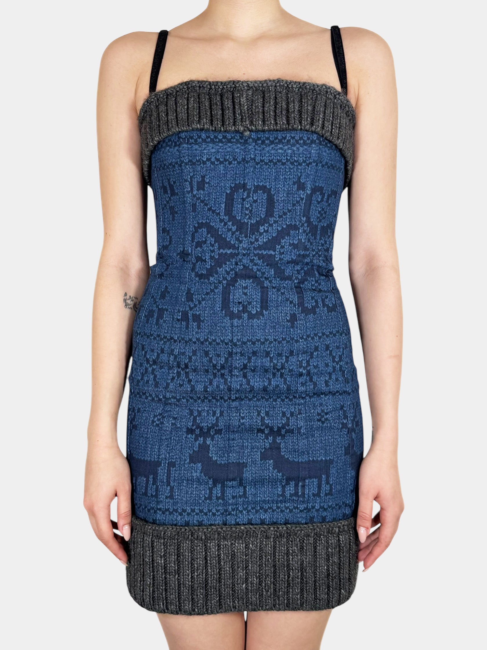 2010 Denim Wool Corset Dress - Size 42