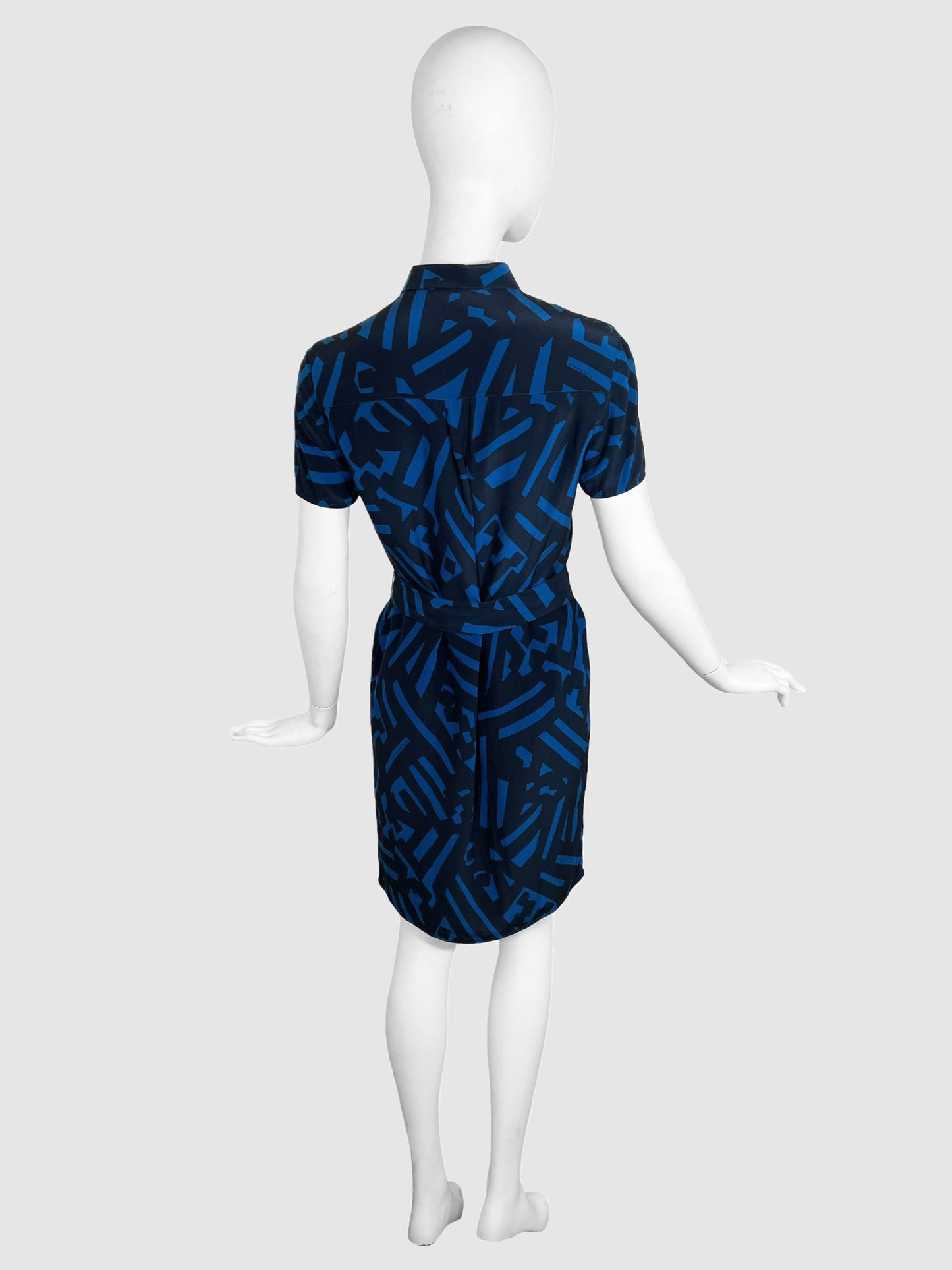 Geometric Patterned Dress with Belt - Size 4