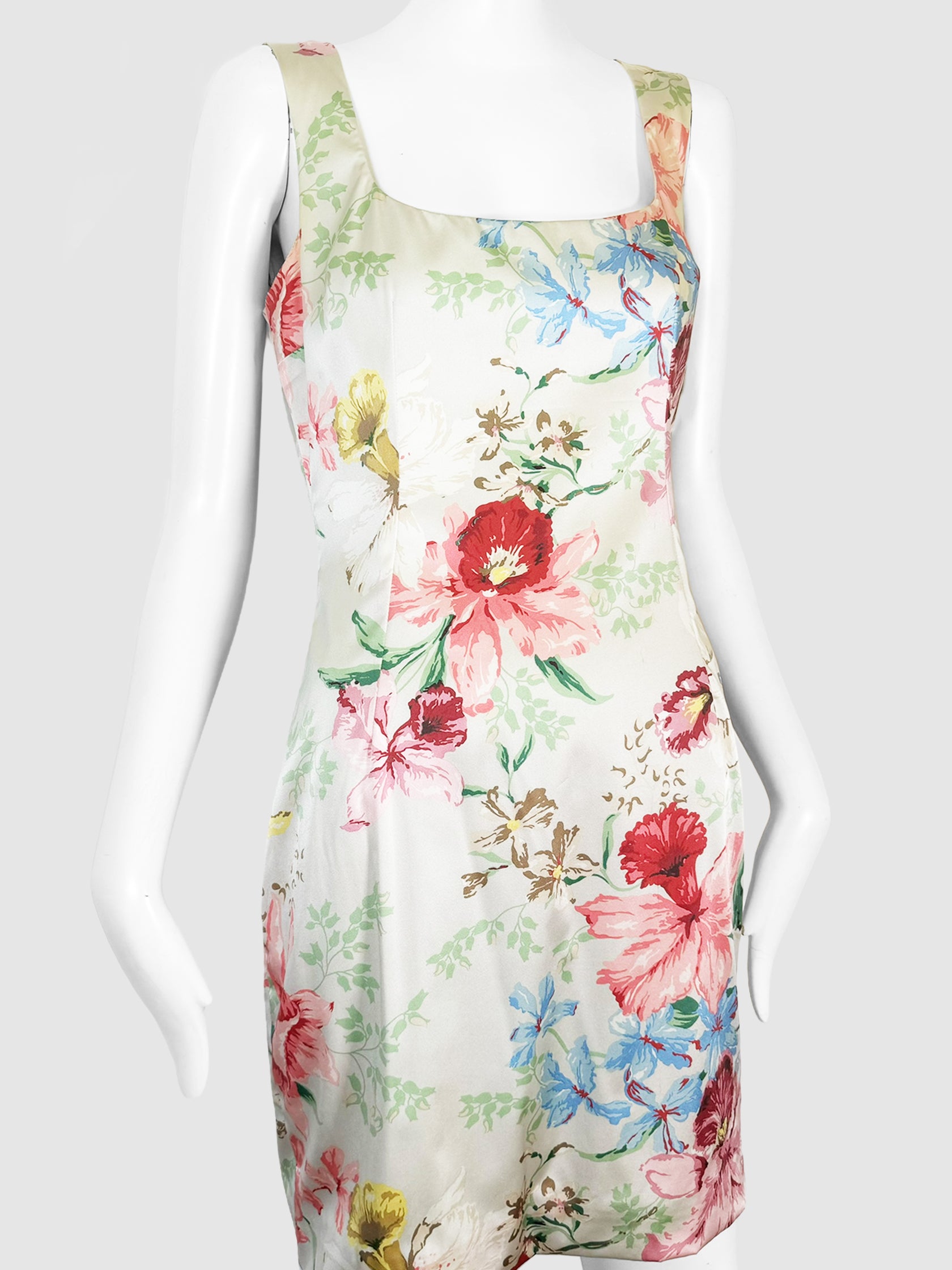 Floral Print Silk Dress - Size 44