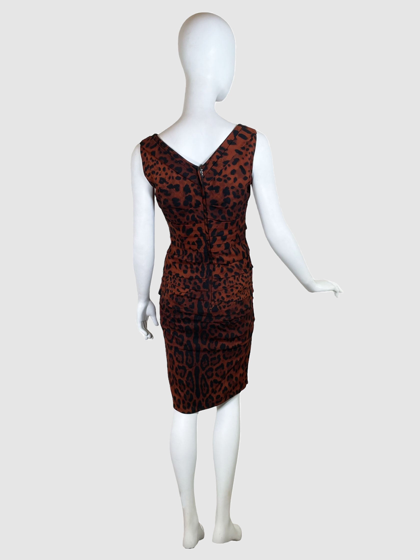 Leopard Print Bodycon Dress - Size 42