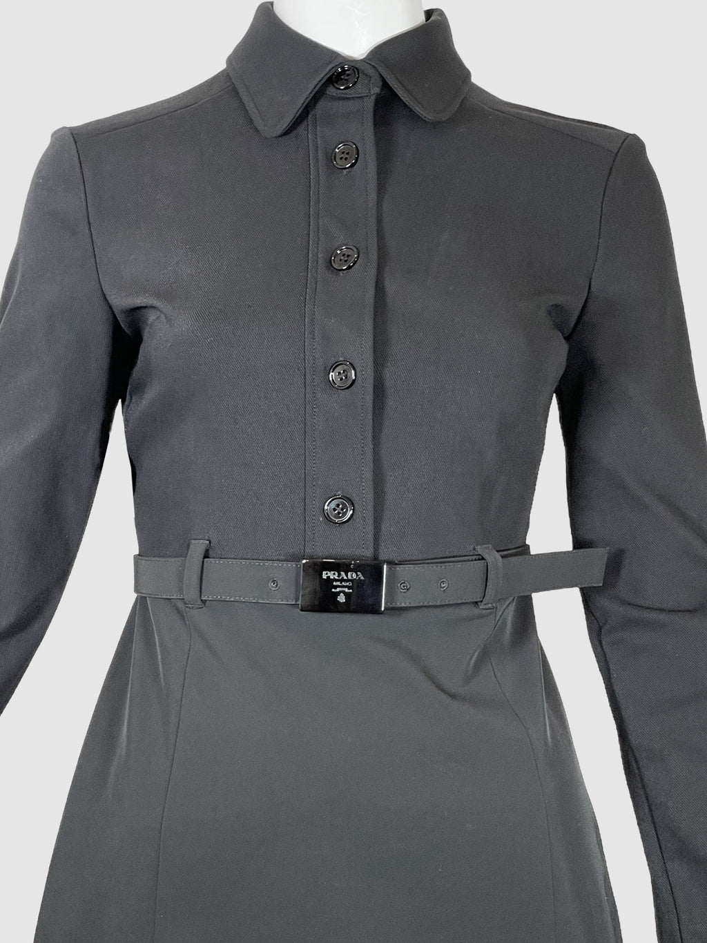 Prada Button-Up Dress with Belt - Size 40