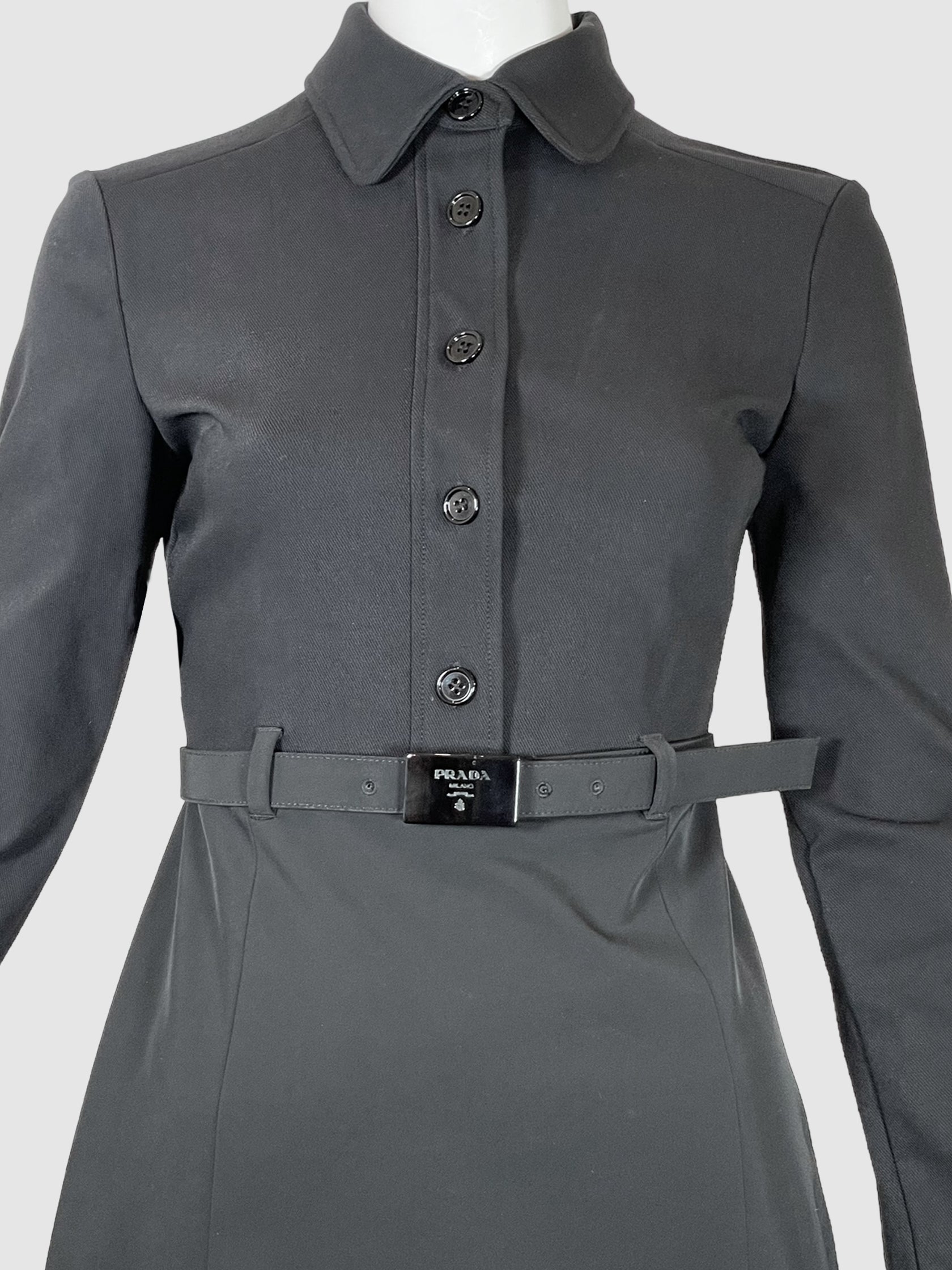 Prada Button-Up Dress with Belt - Size 40
