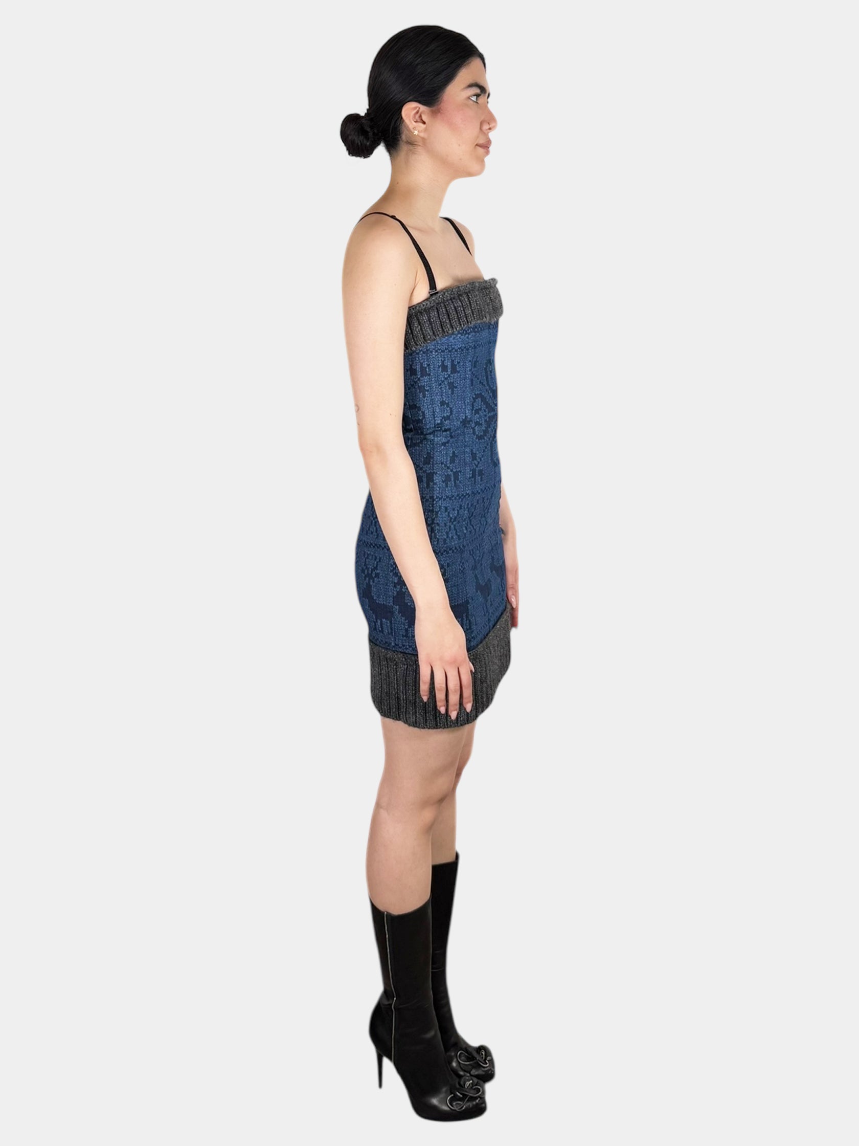 2010 Denim Wool Corset Dress - Size 42