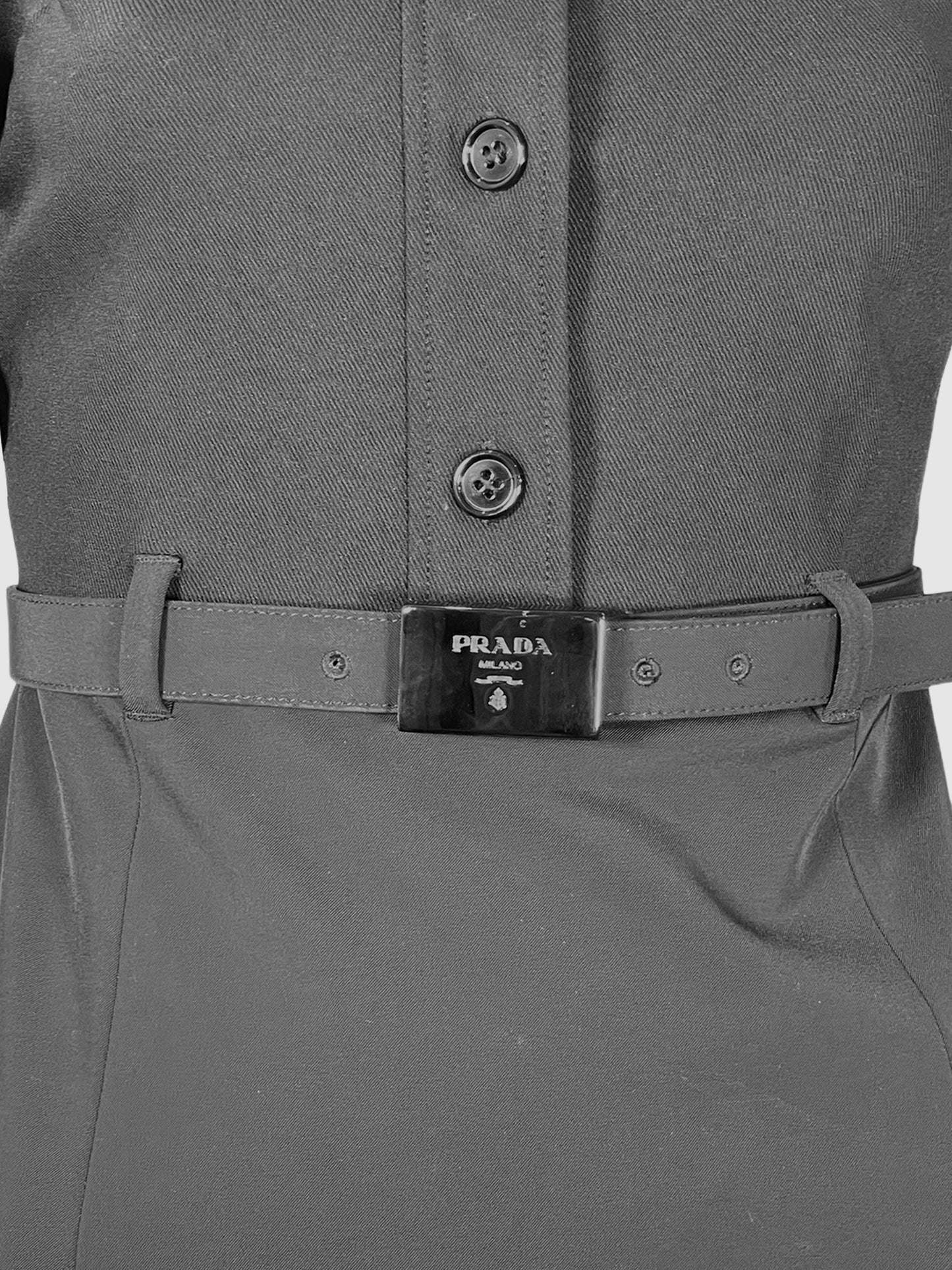 Prada Button-Up Dress with Belt - Size 40