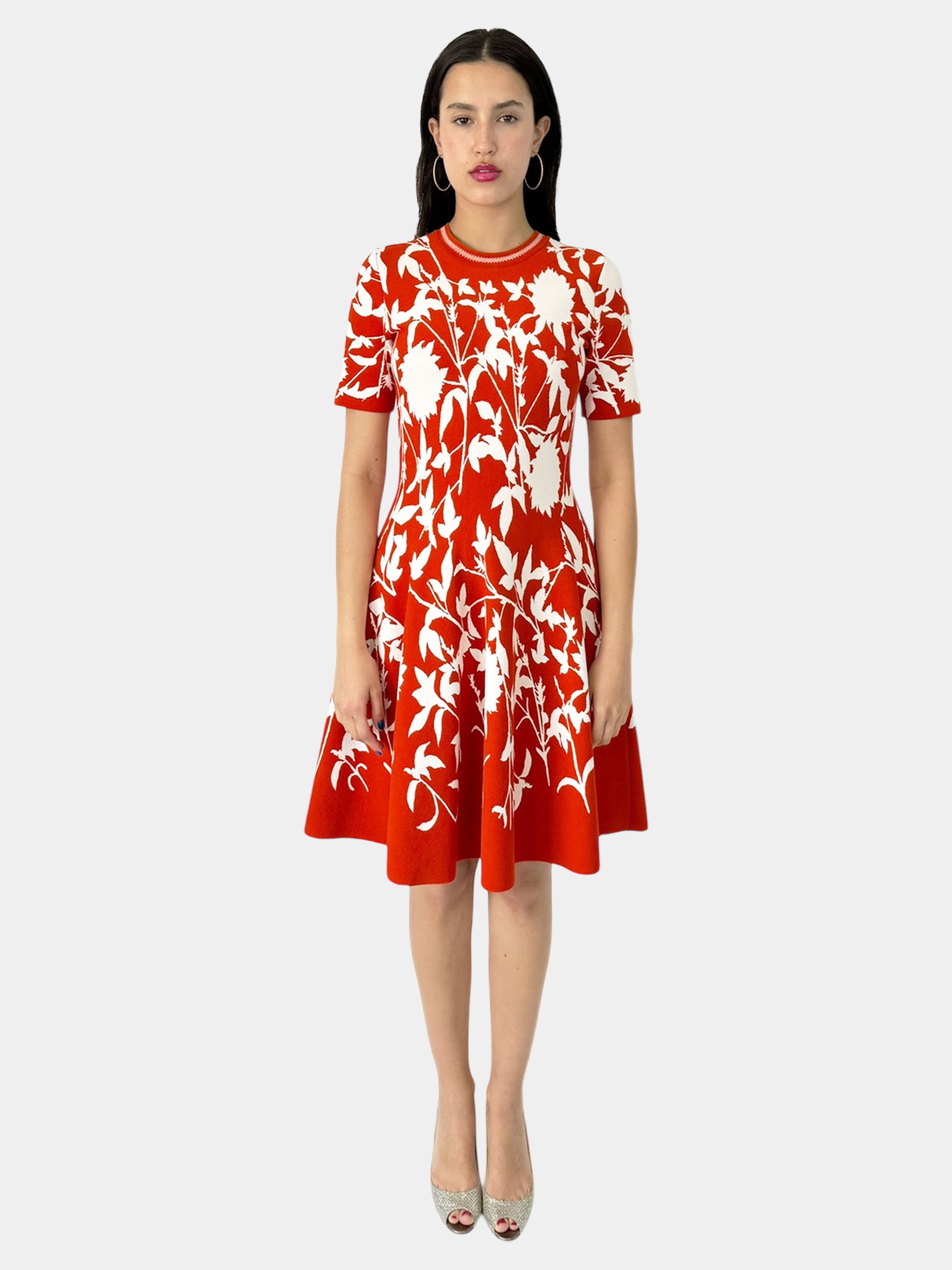 Floral Print Knit Flare Dress