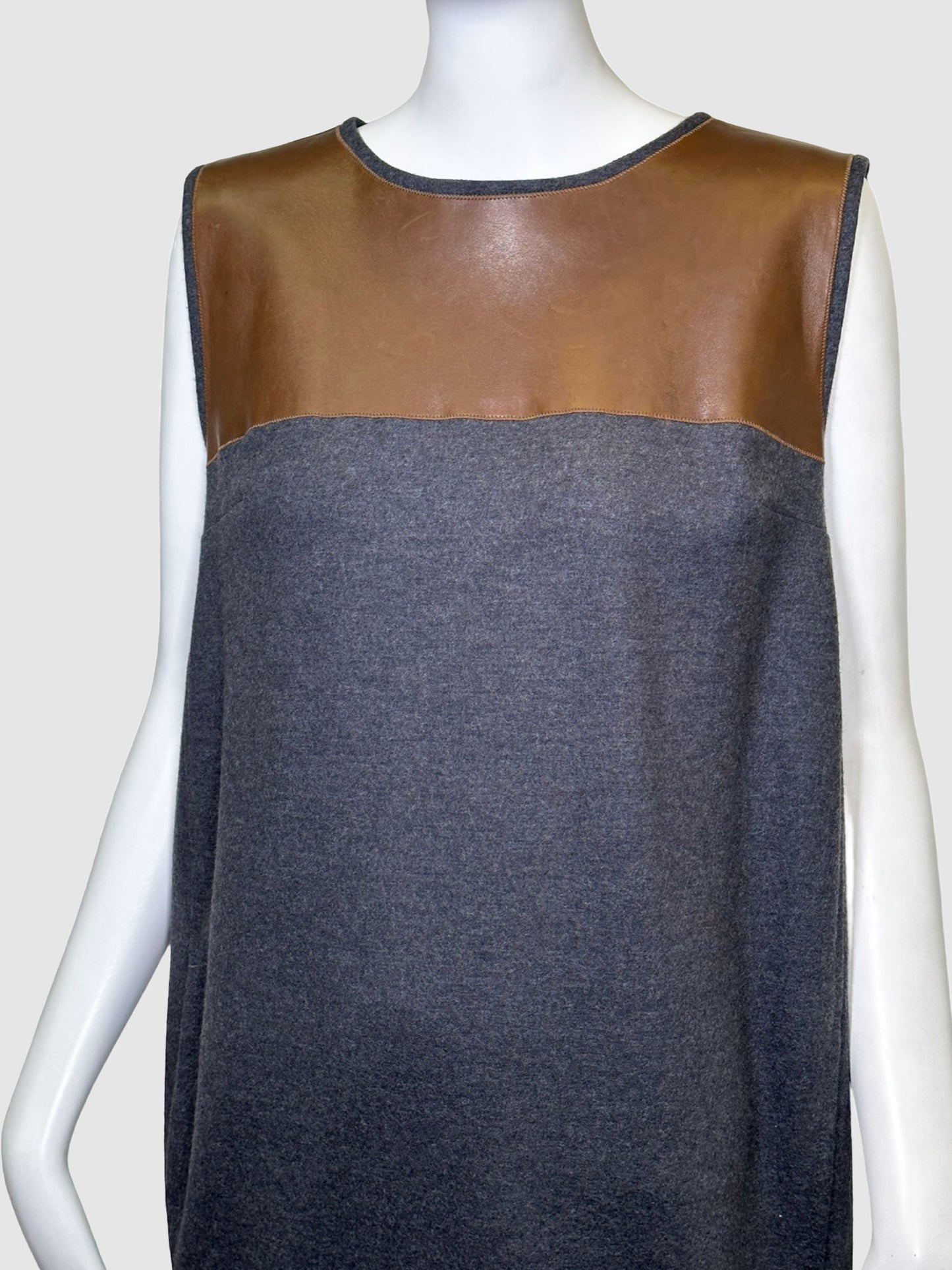 Sleeveless Wool Colourblock Dress - Size L