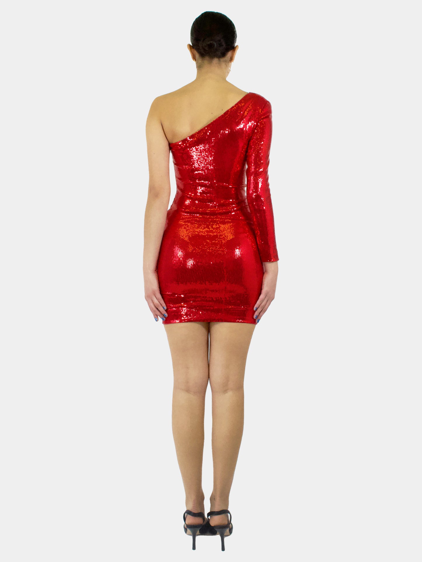 One Shoulder Sequin Mini Dress - Size 4