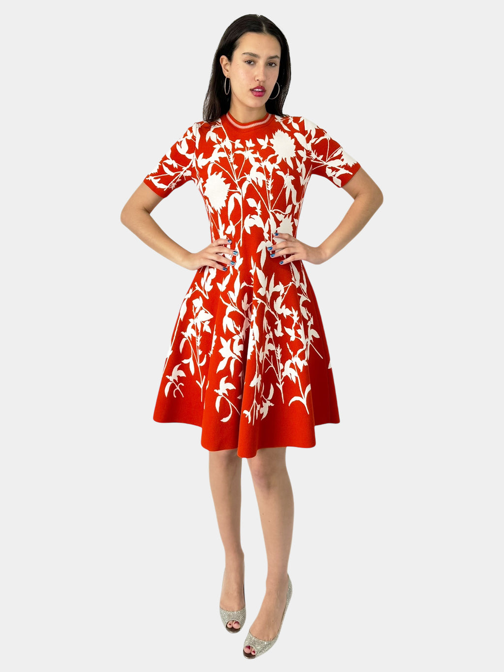 Floral Print Knit Flare Dress