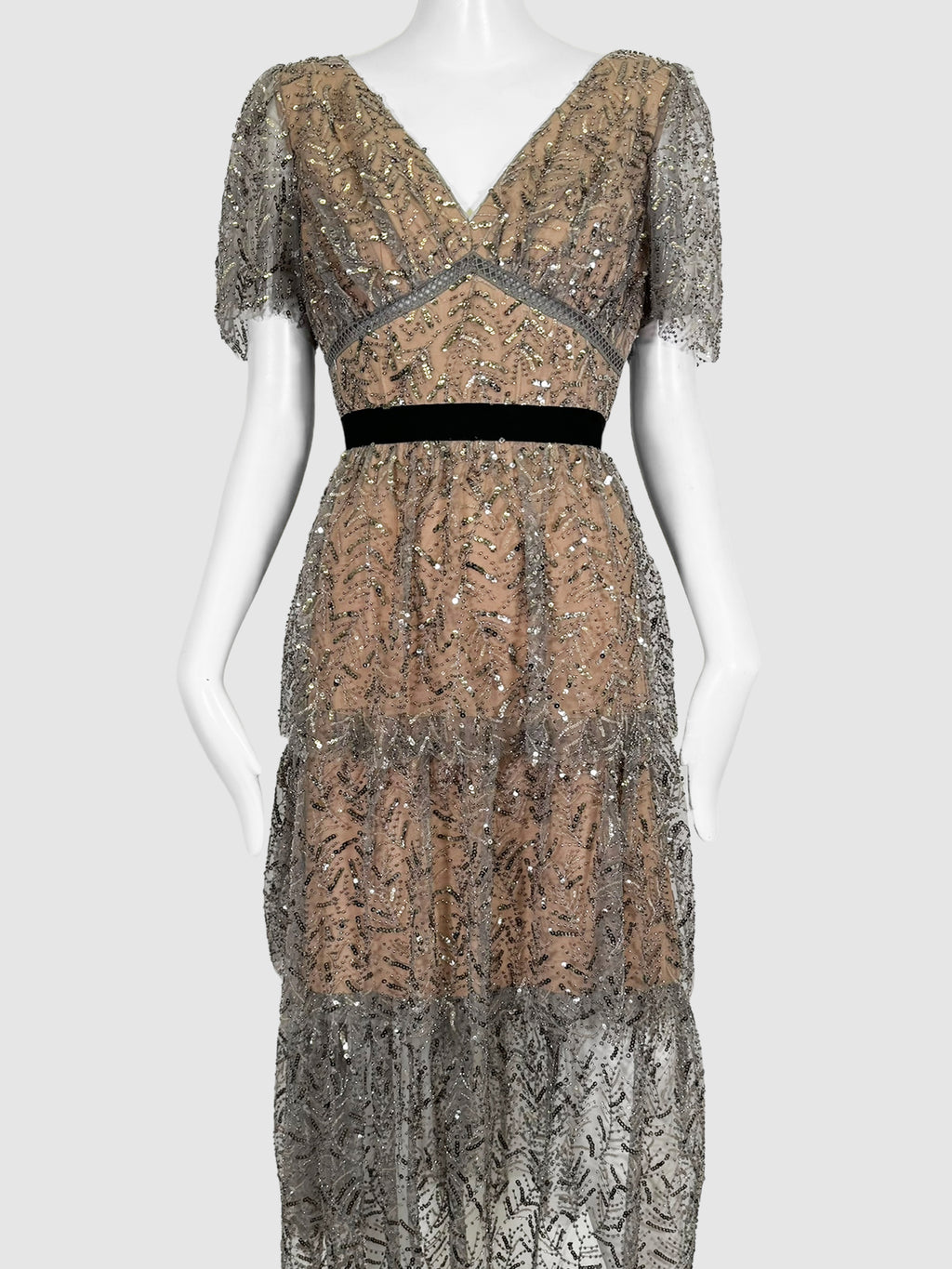 Lace Tiered Midi Dress - Size 6