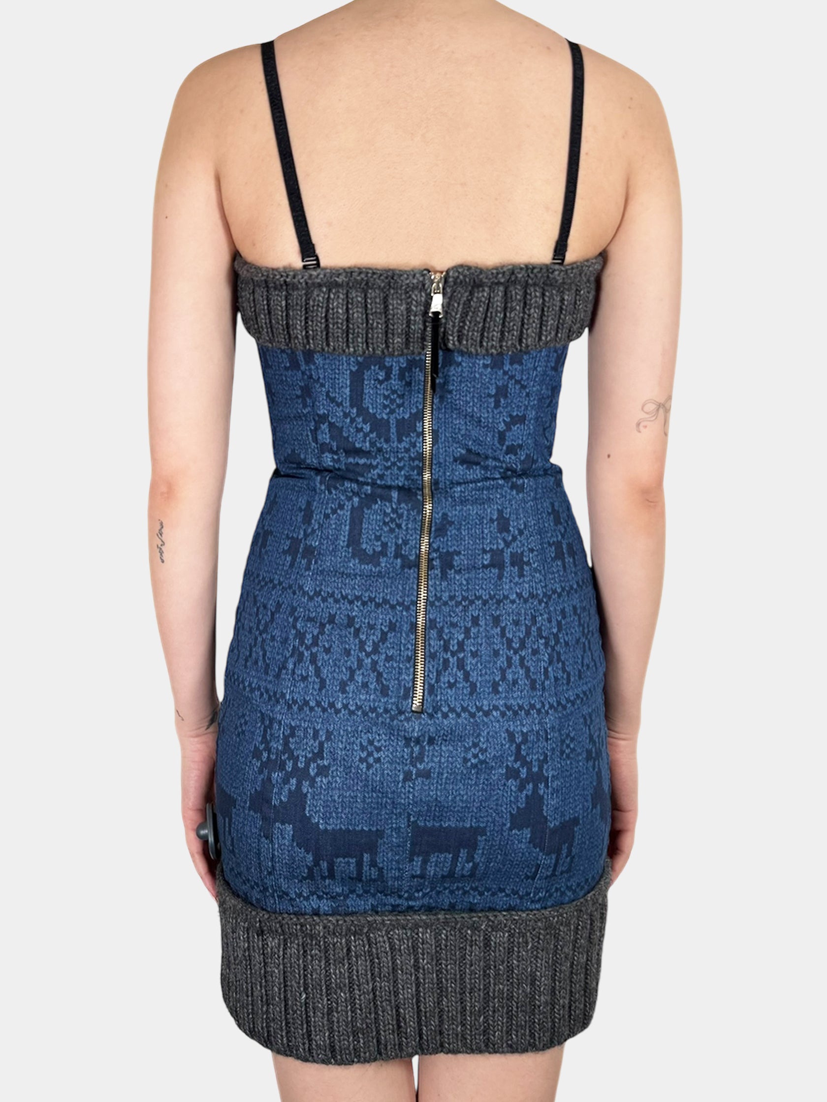 2010 Denim Wool Corset Dress - Size 42