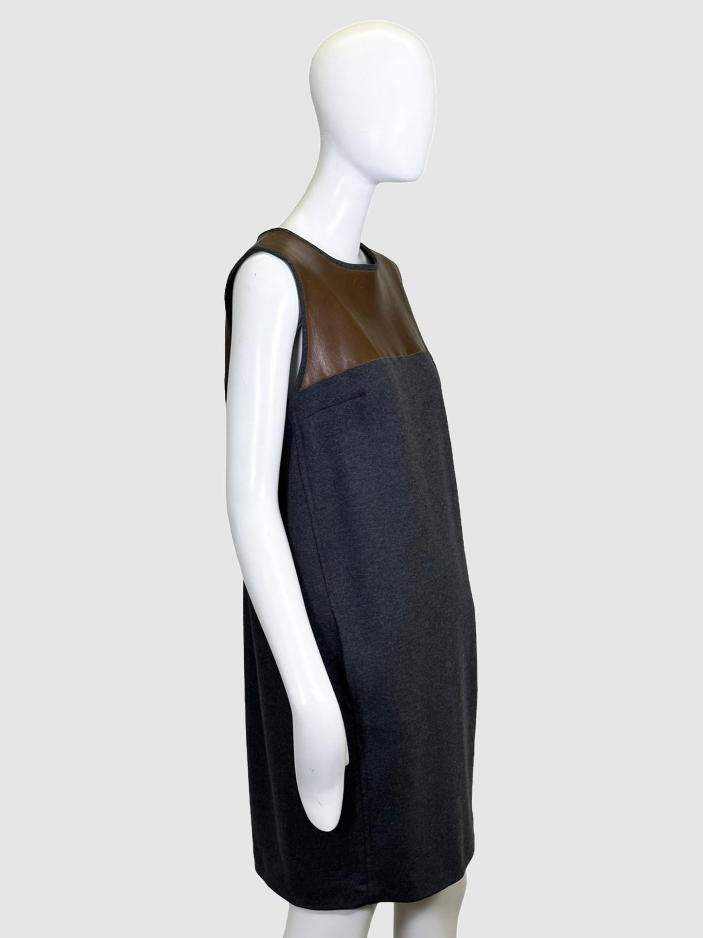 Sleeveless Wool Colourblock Dress - Size L