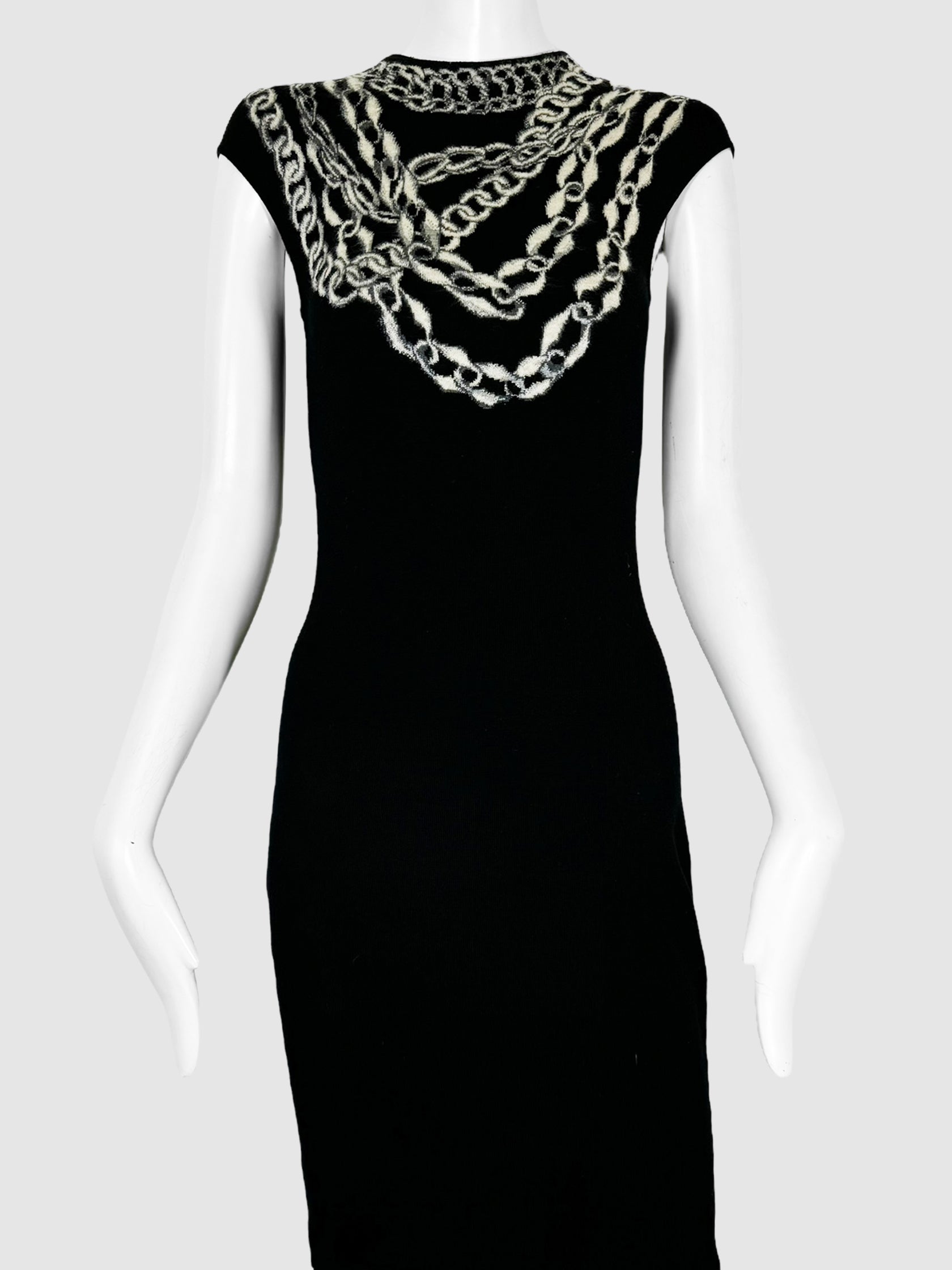 Chain Print Necklace Knit Dress - Size XS