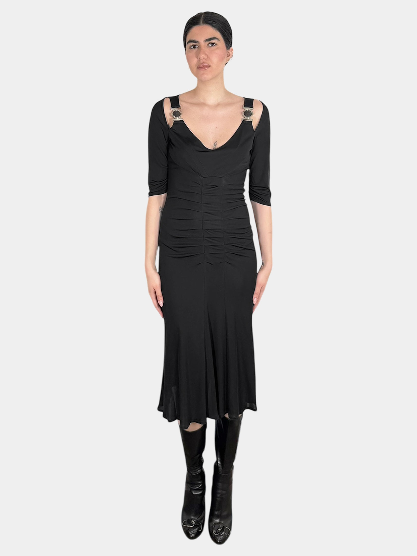Medusa Sheer Ruched Midi Dress