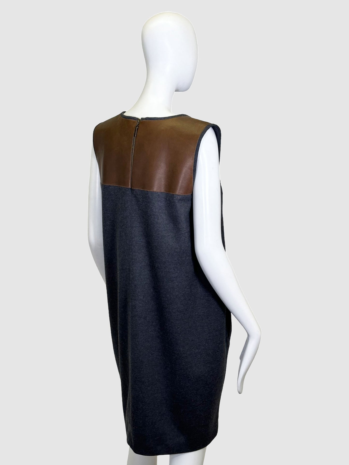 Sleeveless Wool Colourblock Dress - Size L