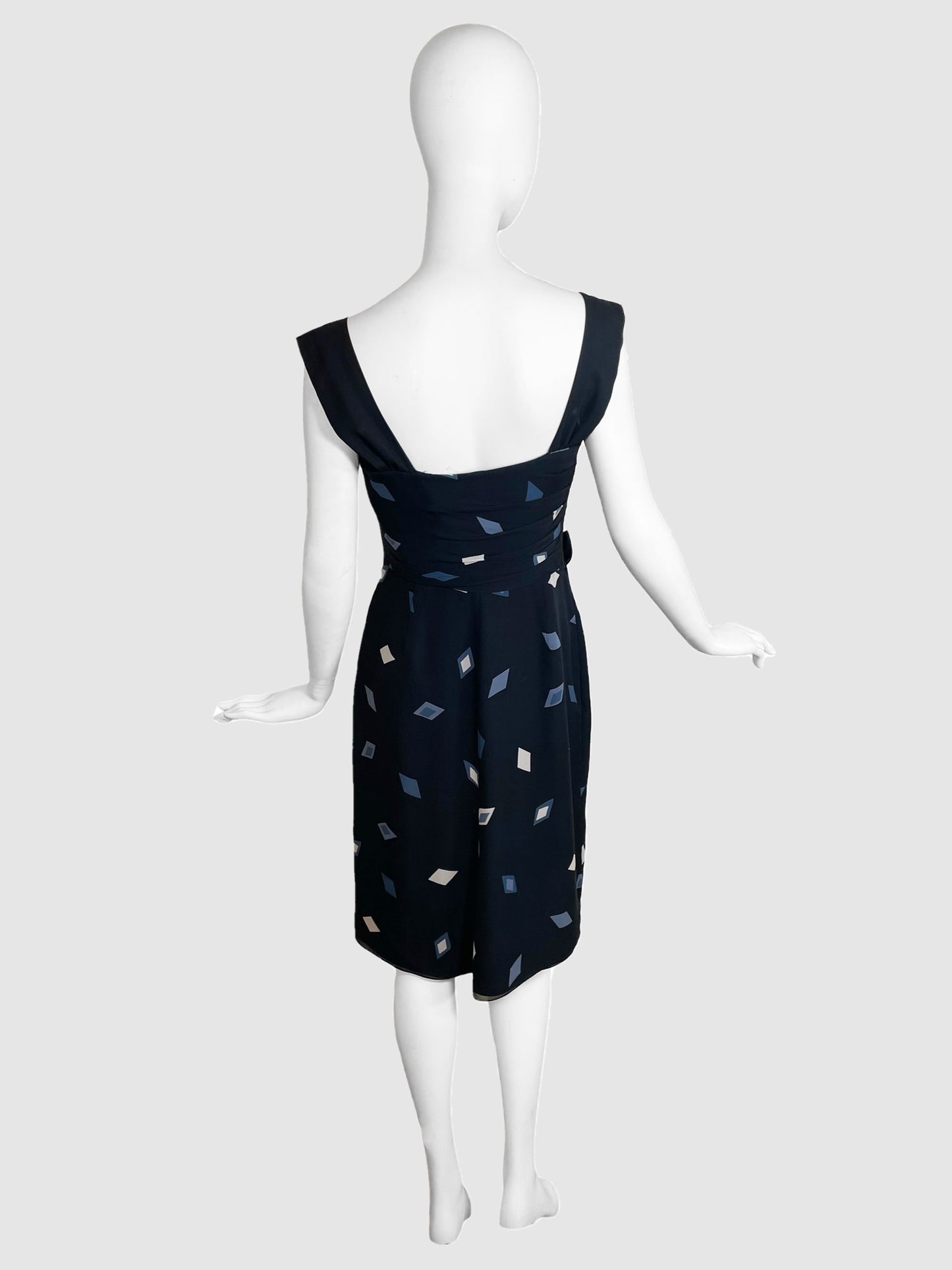 Armani Collezioni Patterned Dress with Rosettes - Size 8