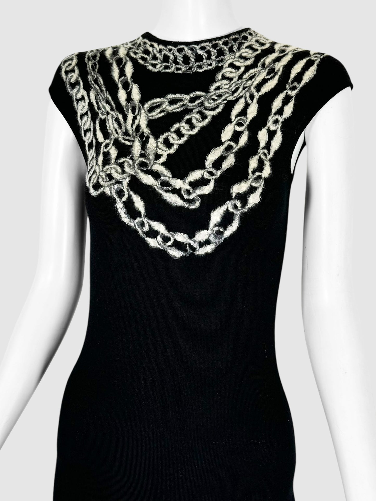 Chain Print Necklace Knit Dress - Size XS