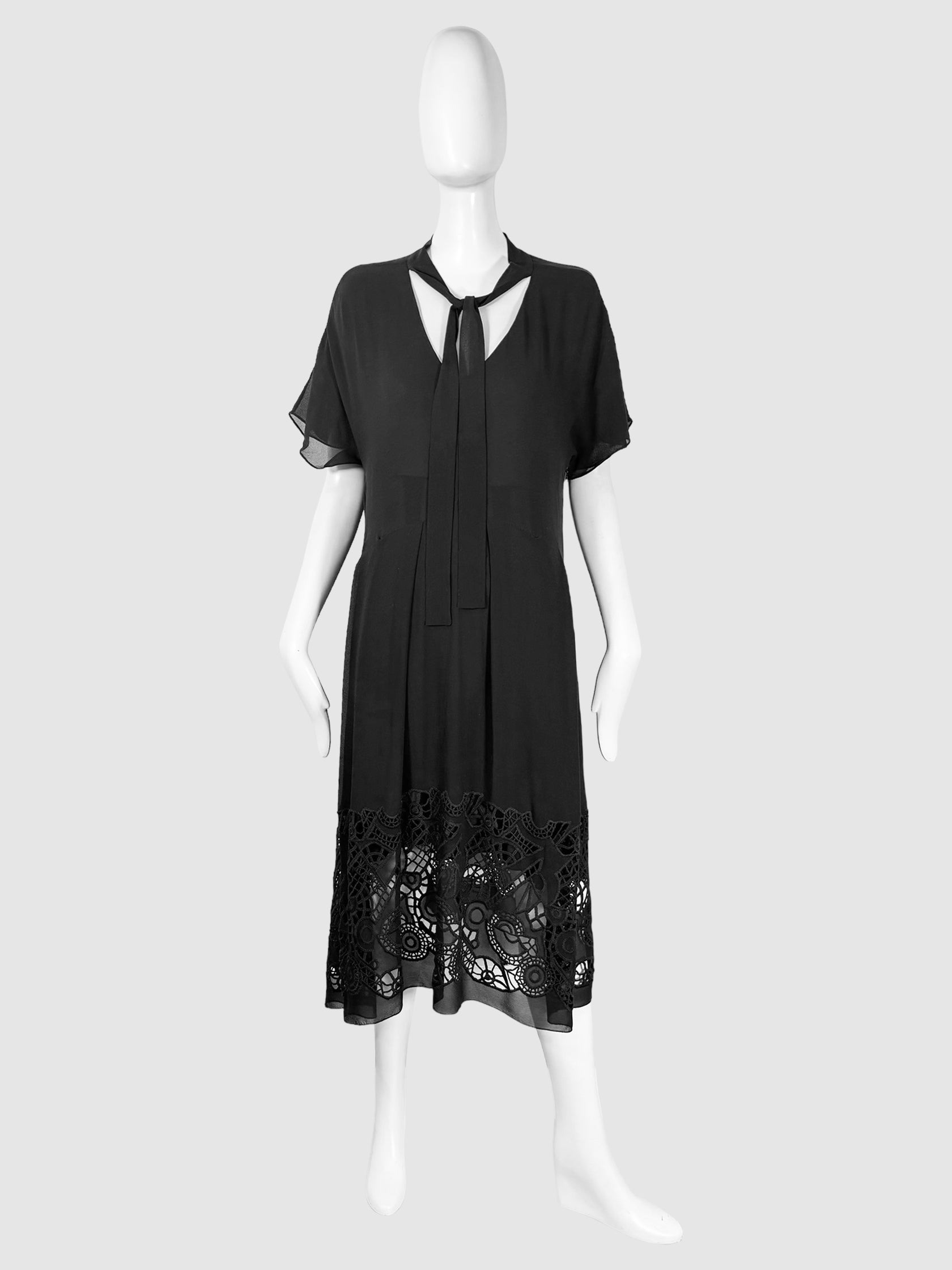 Lace Trim Midi Dress - Size 44