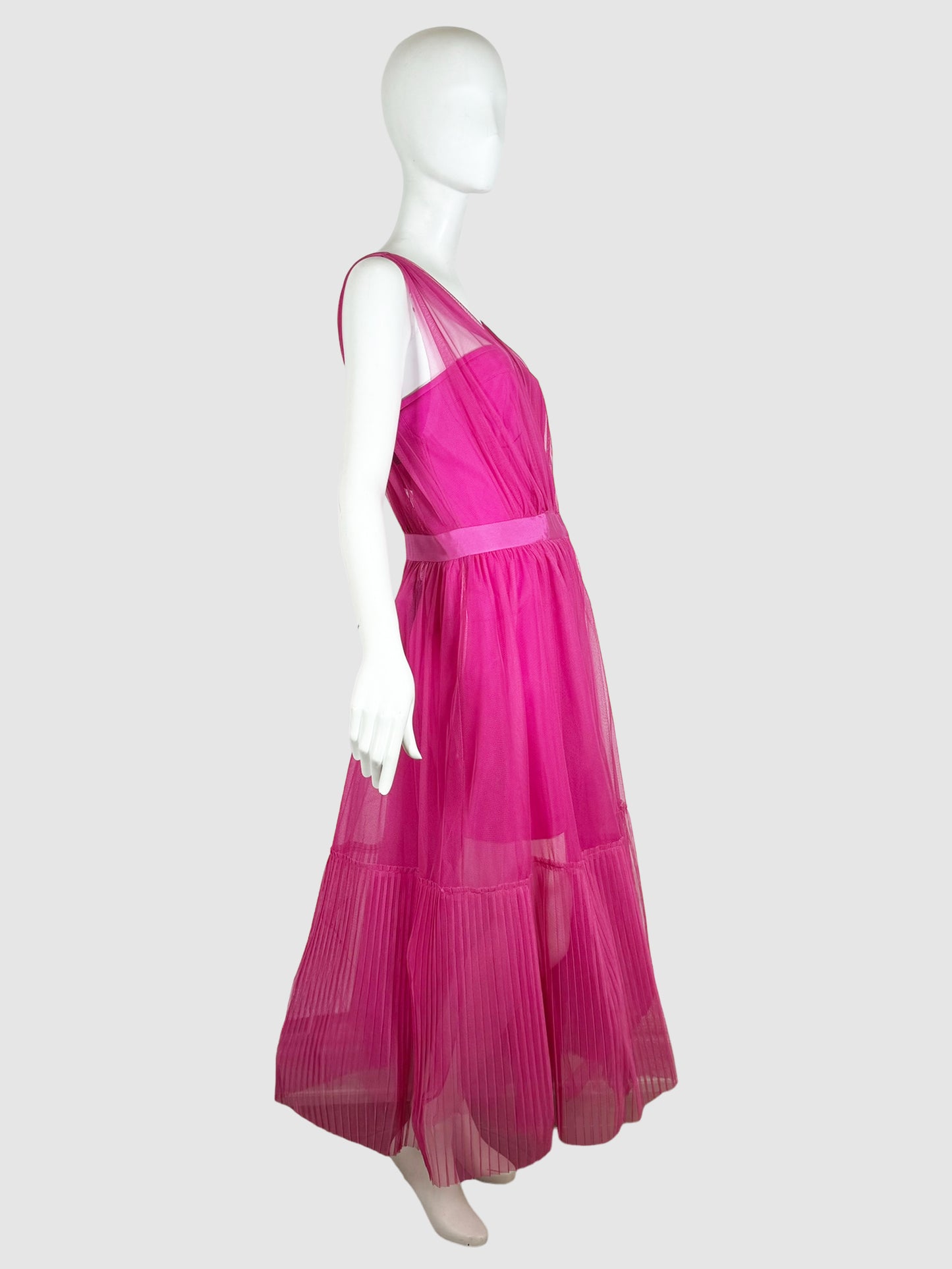 Tulle V-Neck Maxi Dress - Size 46