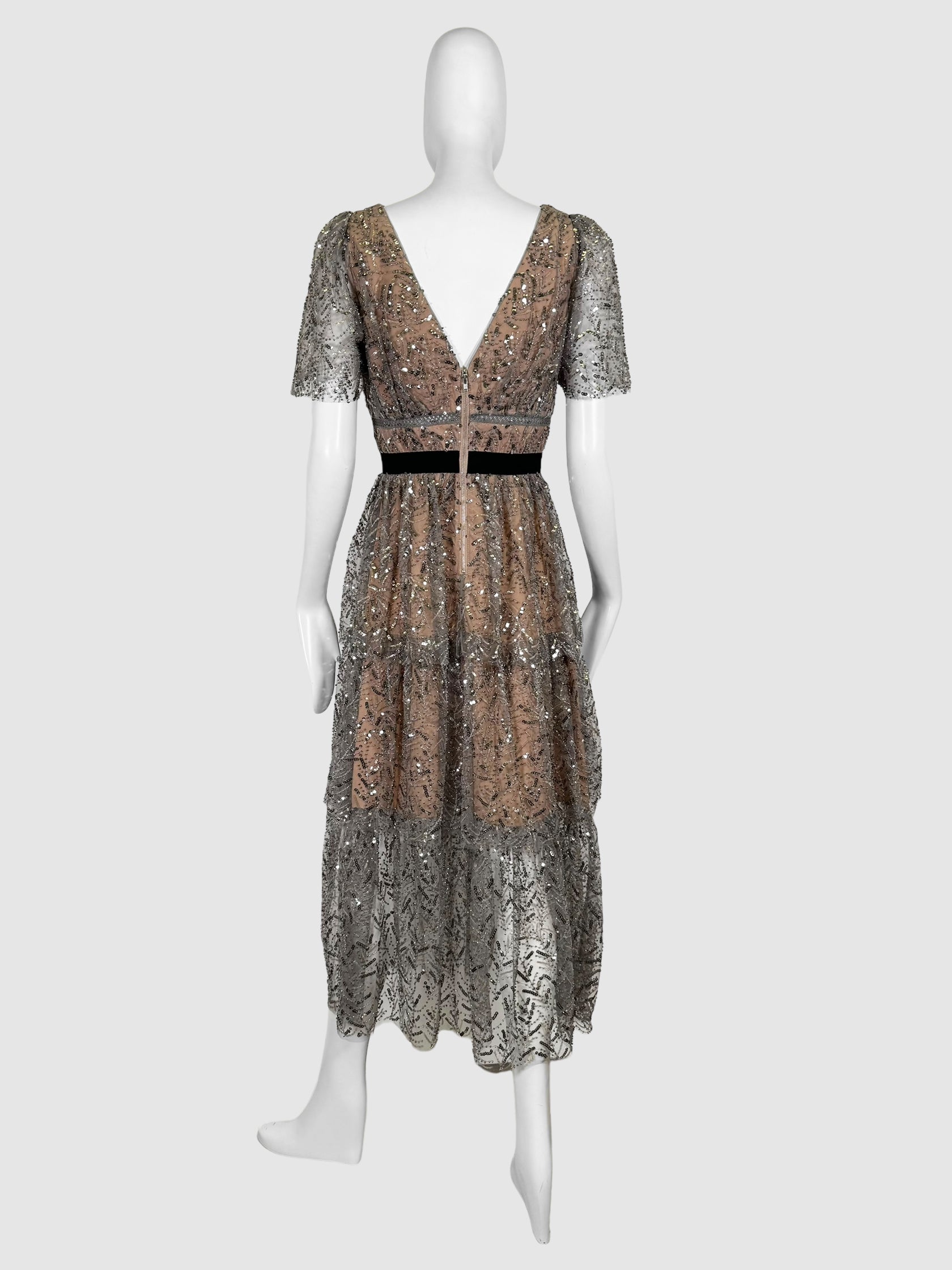 Lace Tiered Midi Dress - Size 6
