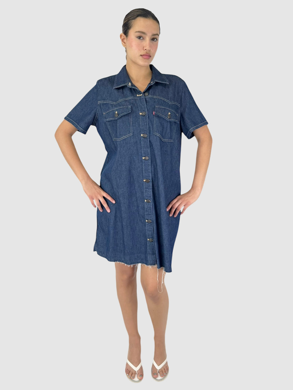 Denim Button-Up Dress