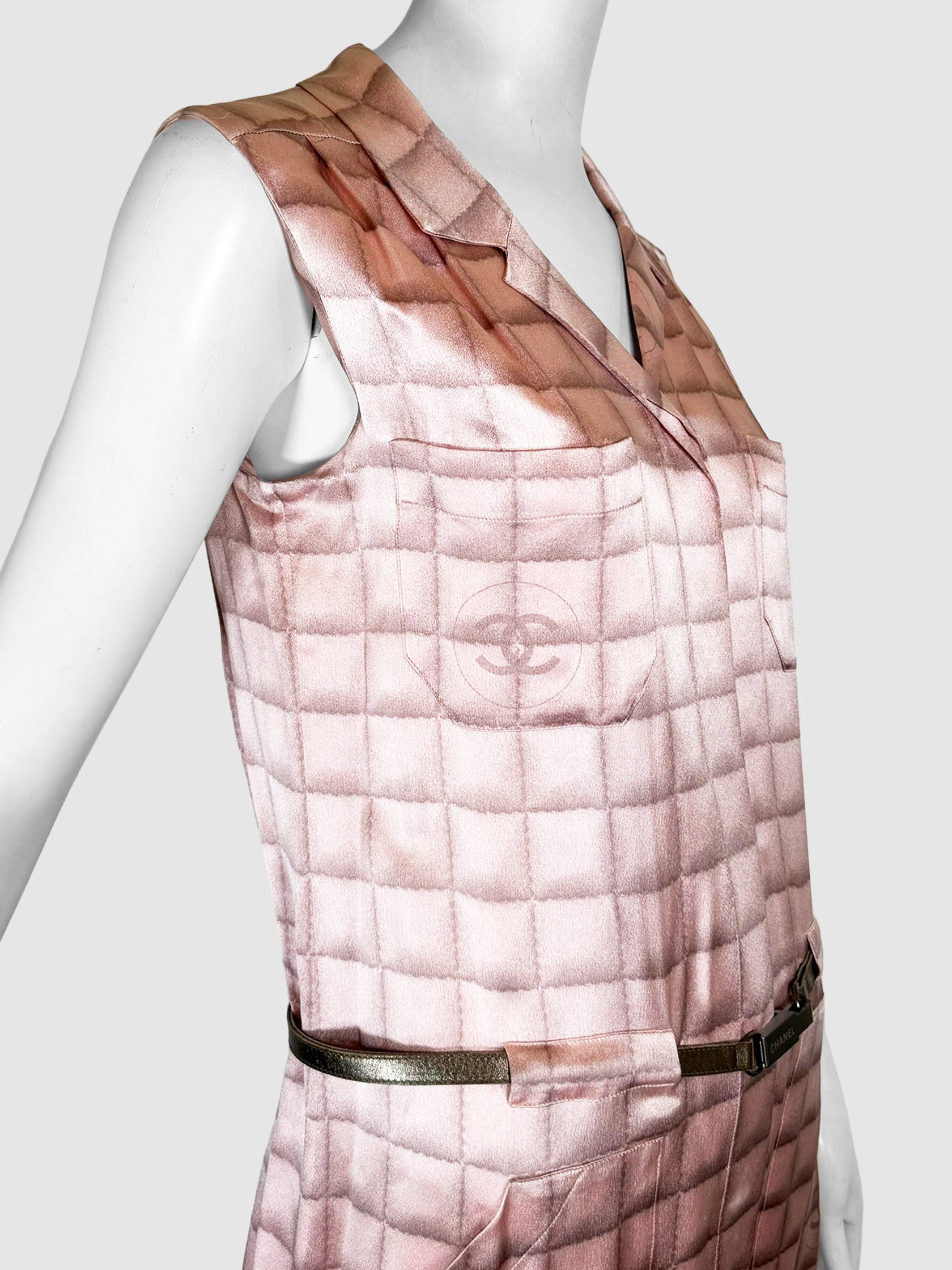 Plaid Silk Dress - Size 40