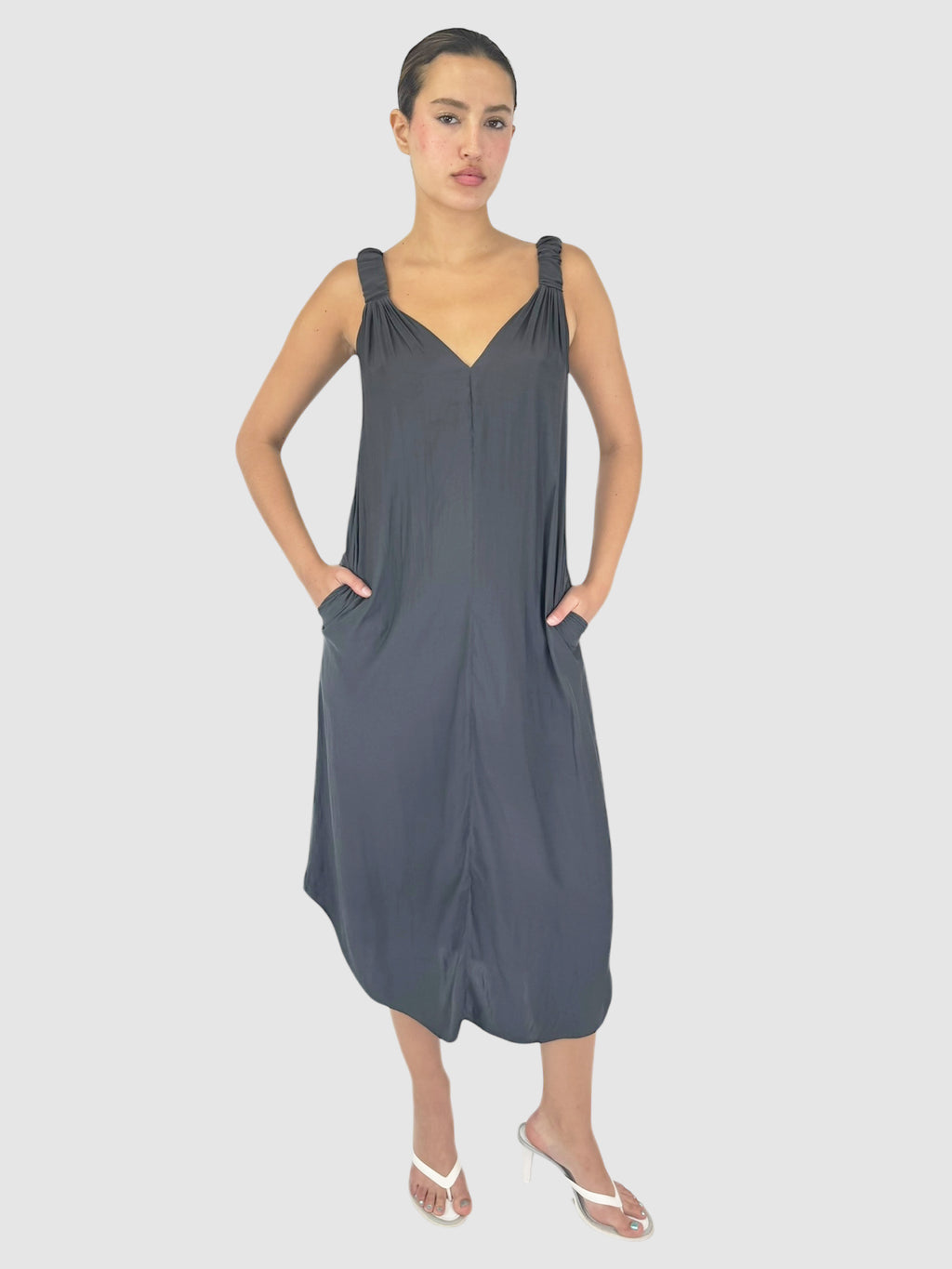 V-Neck Midi Dress