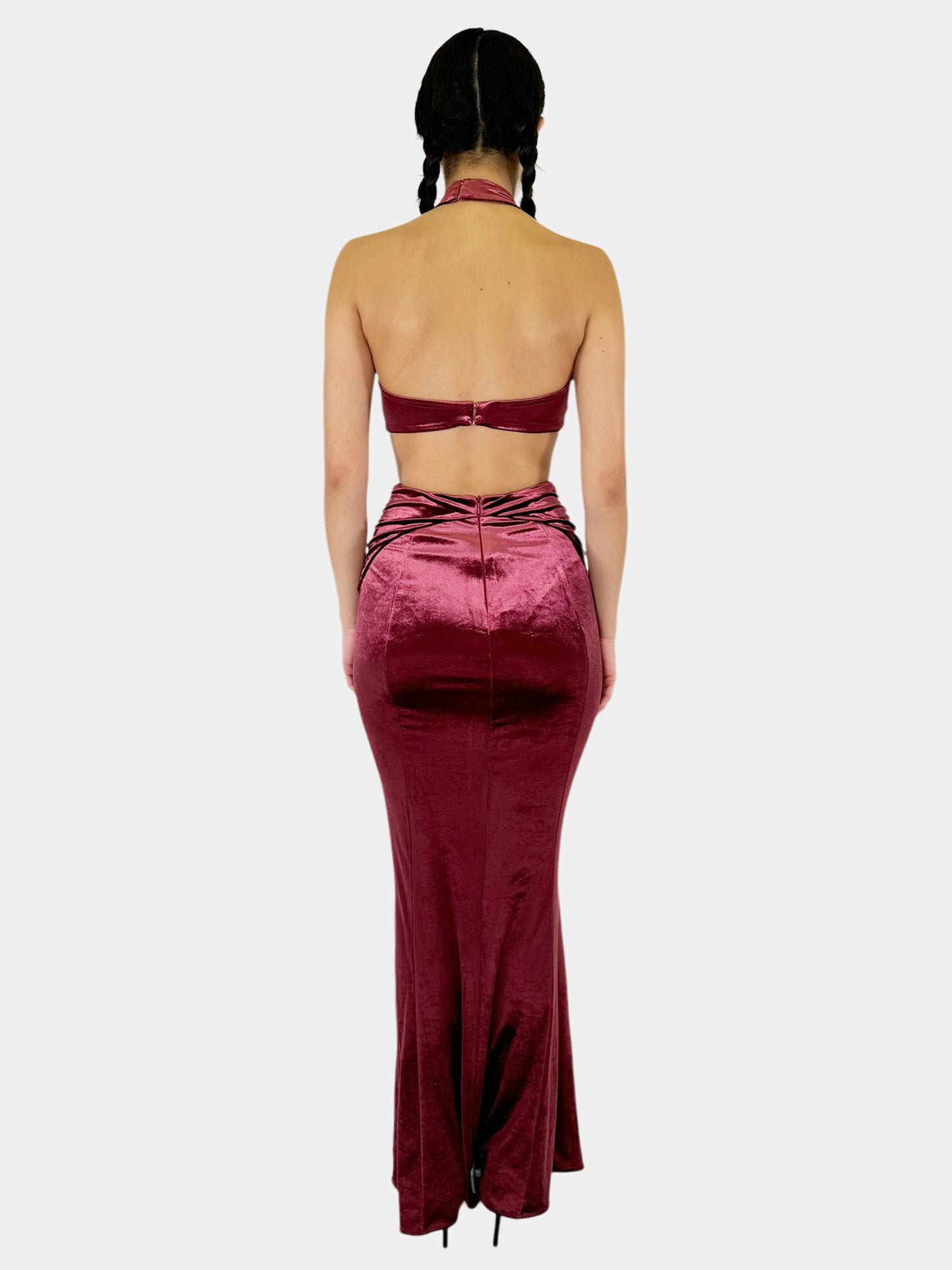 Adriana Velvet Halter Cutout Dress - Size 4