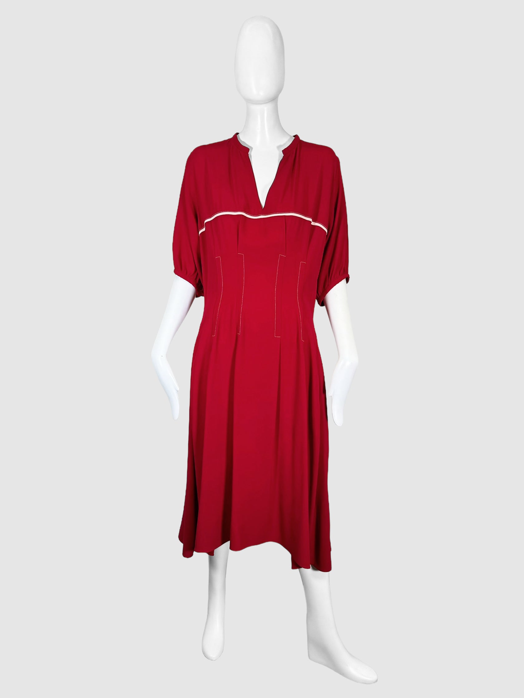 Marni V-Neck Pleated Midi Dress - Size 46