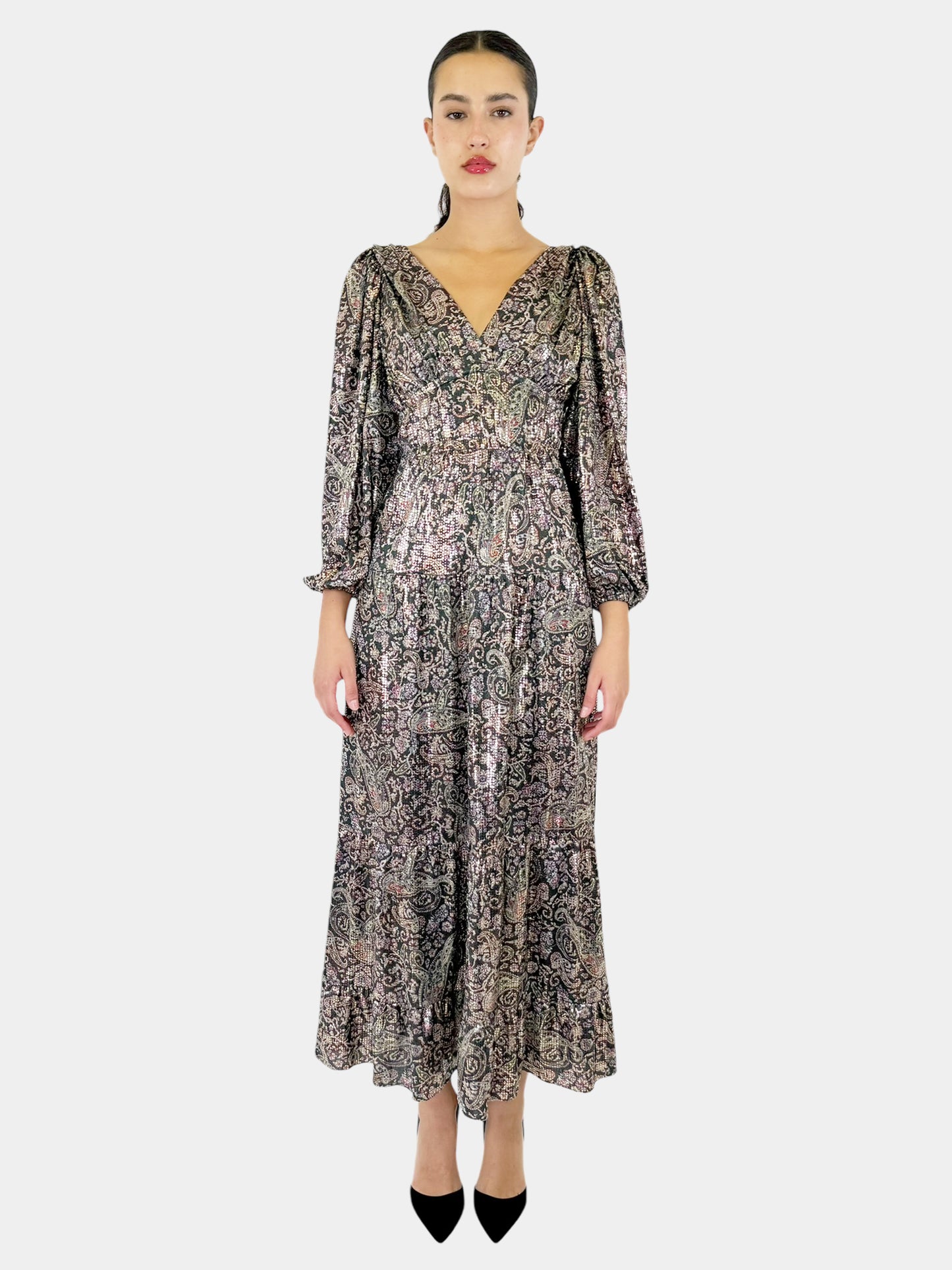 Glady Paisley Print Maxi Dress - Size XS