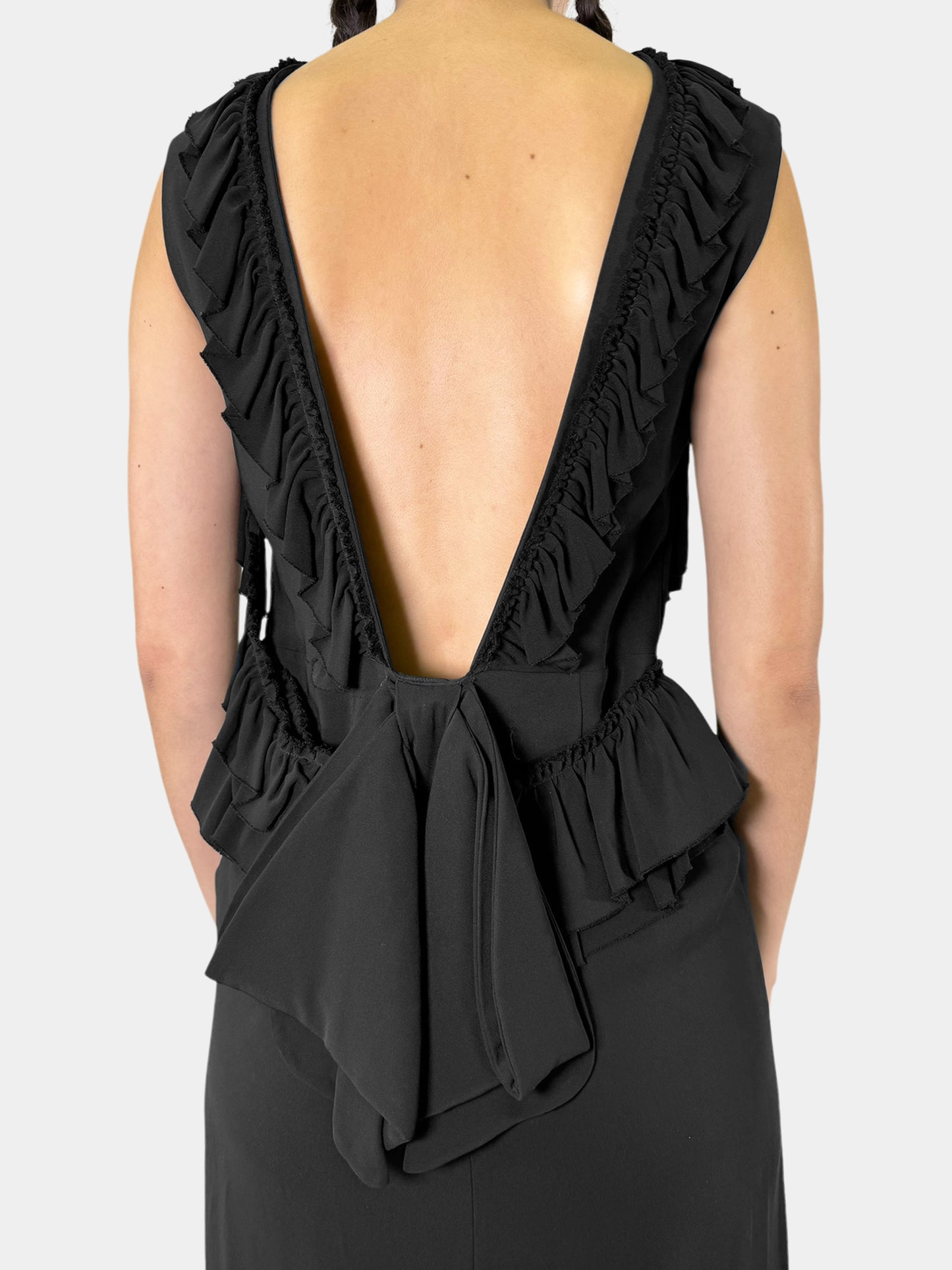 Ruffle Low Back Midi Dress - Size 6