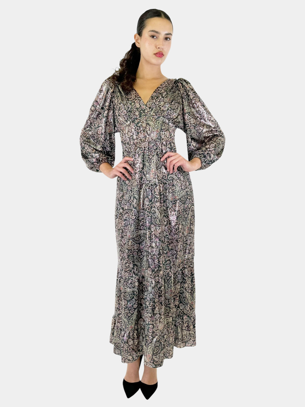 Glady Paisley Print Maxi Dress