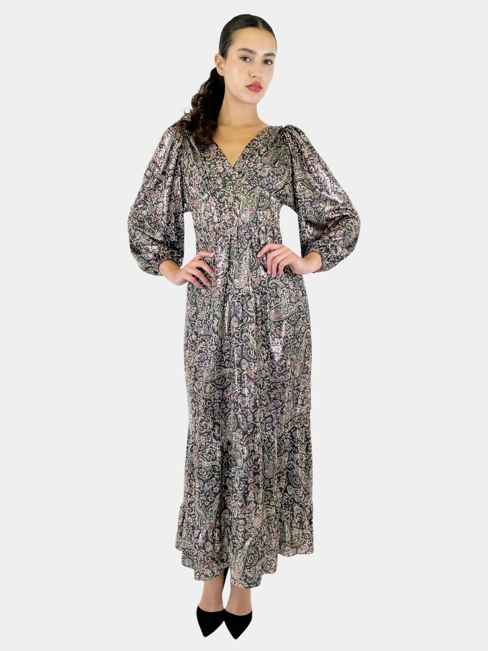 Glady Paisley Print Maxi Dress