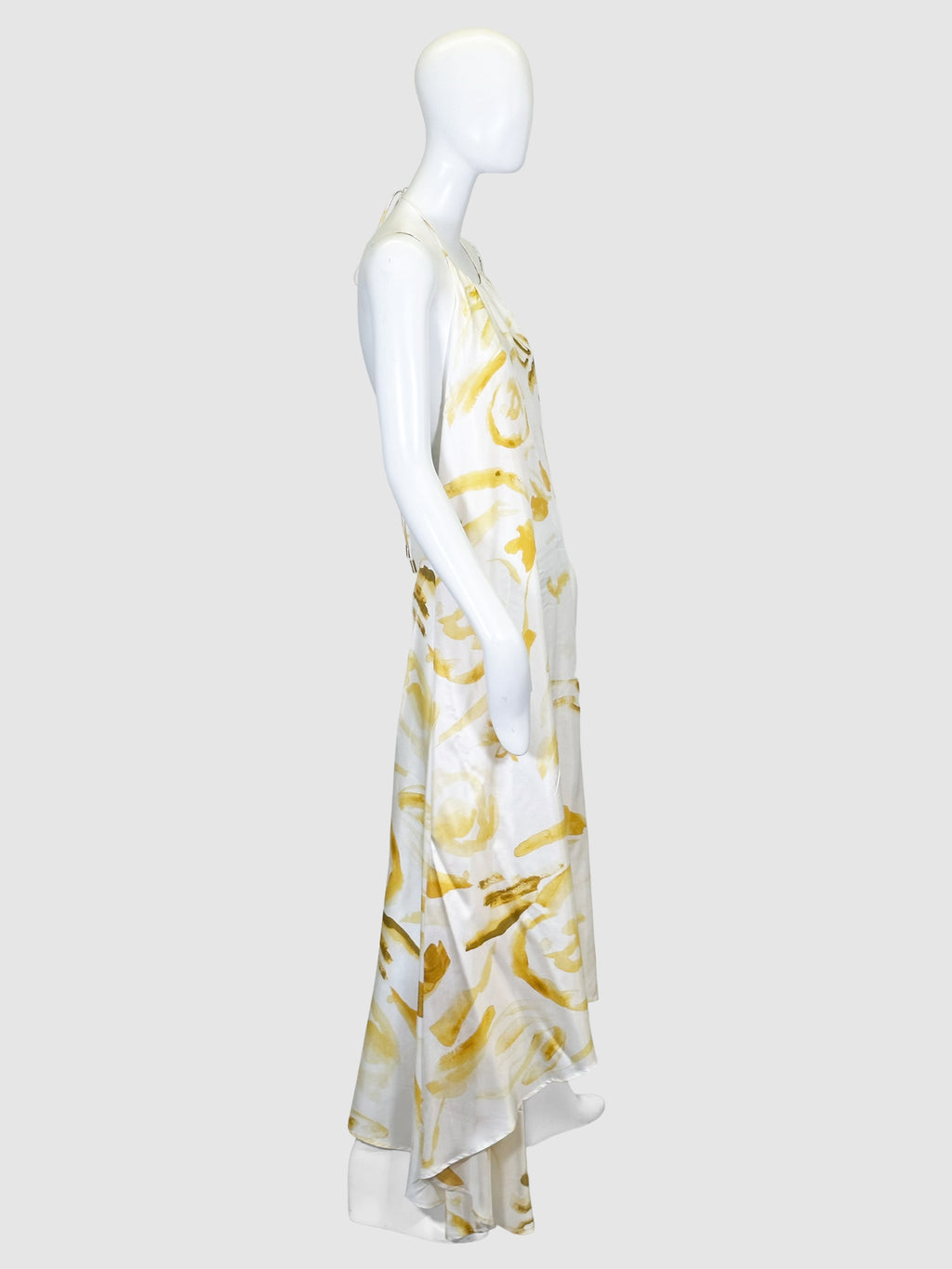 Abstract Print Silk Midi Dress - Size L